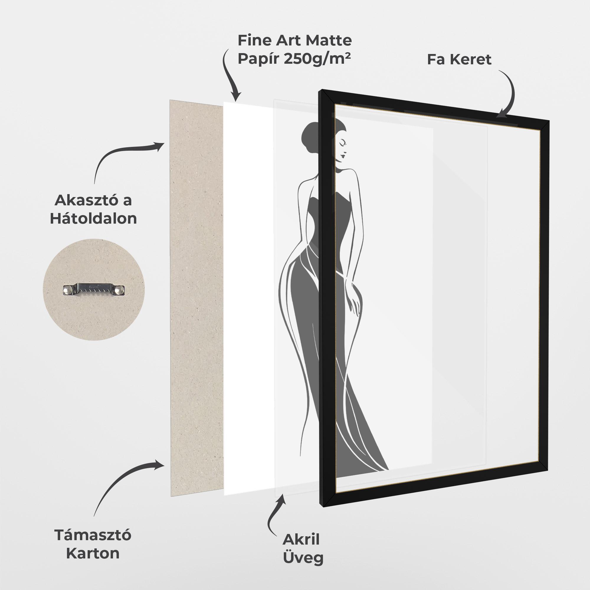 Keretezett Poszter Woman Shape Line mockup 1