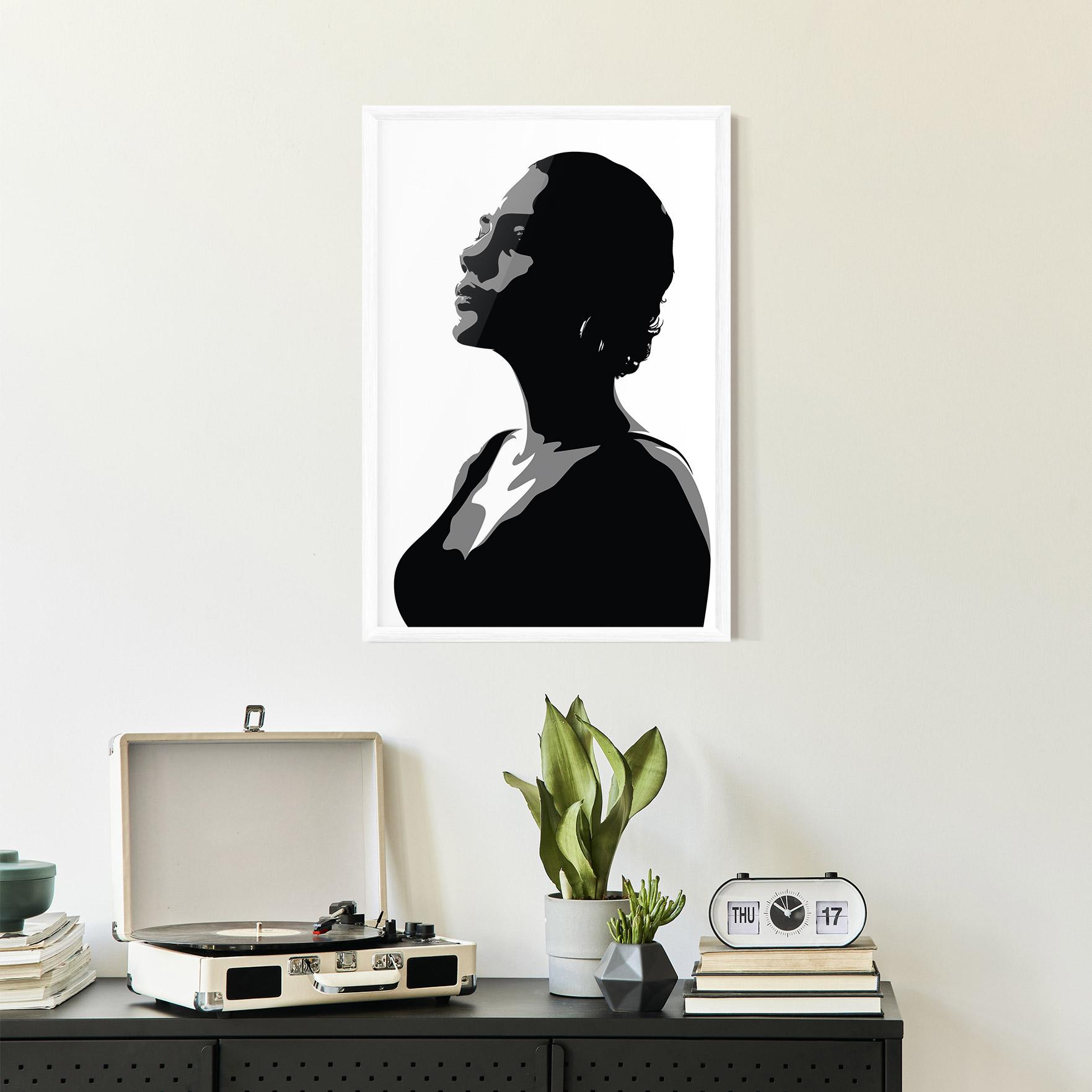 Keretezett Poszter Black Woman Shilouette mockup 2