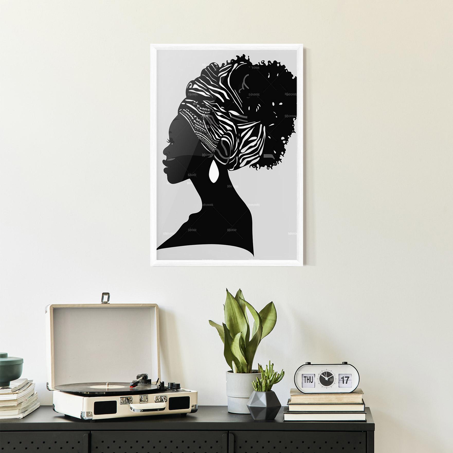 Keretezett Poszter Black Woman Silhouette mockup 2