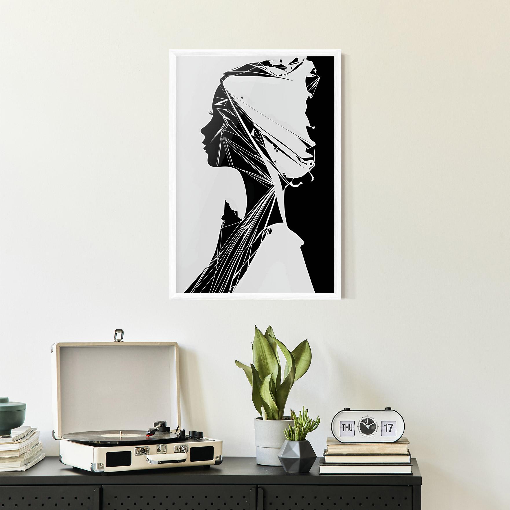 Keretezett Poszter Girl Shilouette Art mockup 2