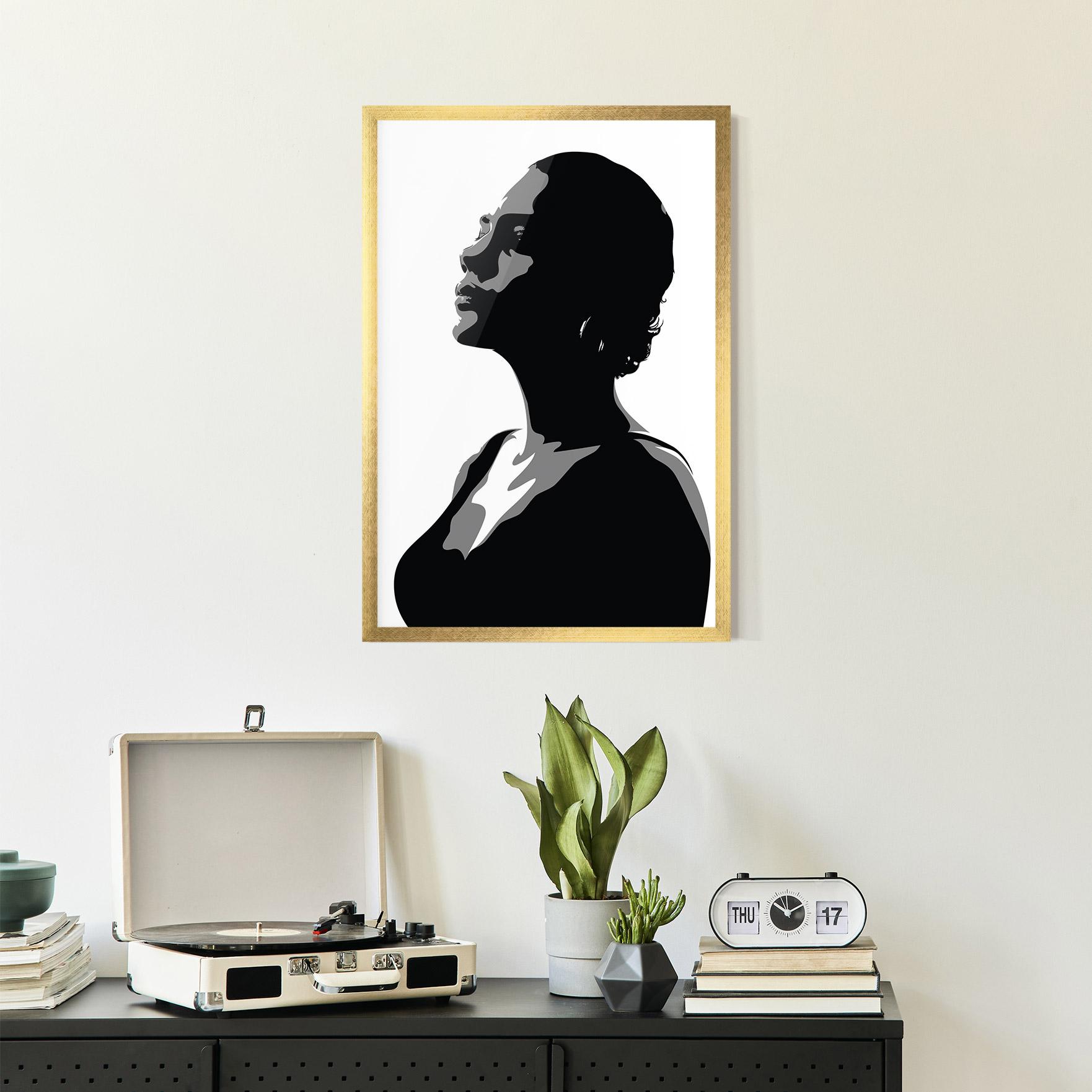 Keretezett Poszter Black Woman Shilouette mockup 2