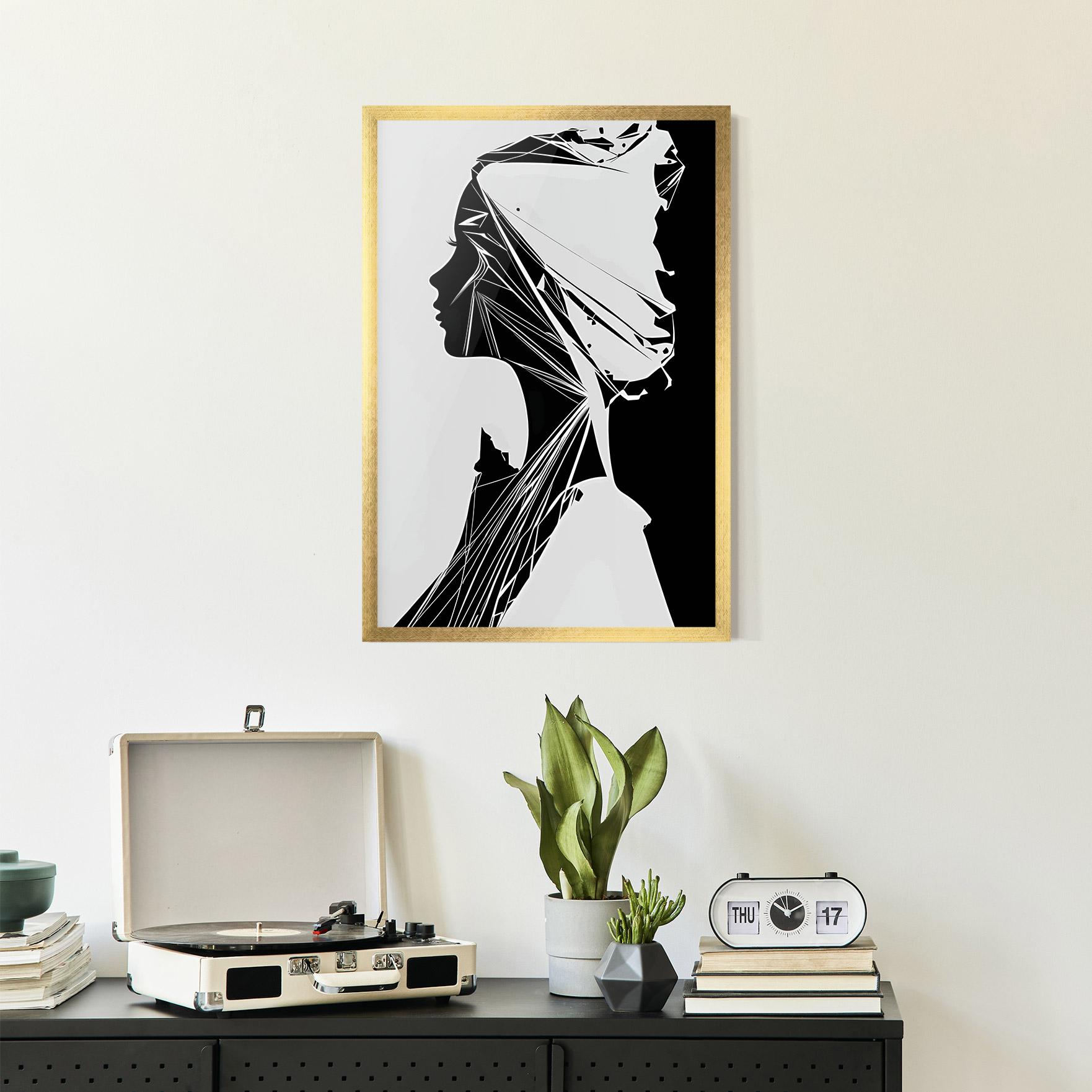 Keretezett Poszter Girl Shilouette Art mockup 2