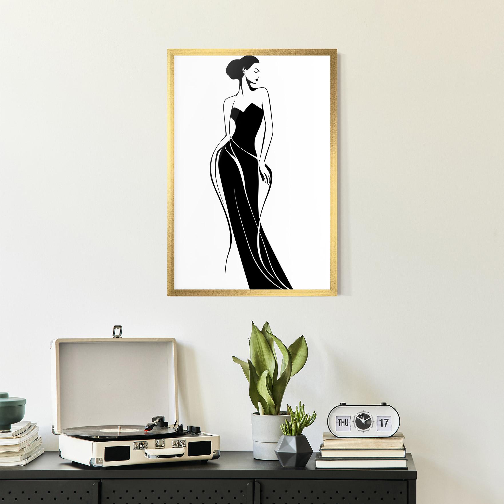 Keretezett Poszter Woman Shape Line mockup 2