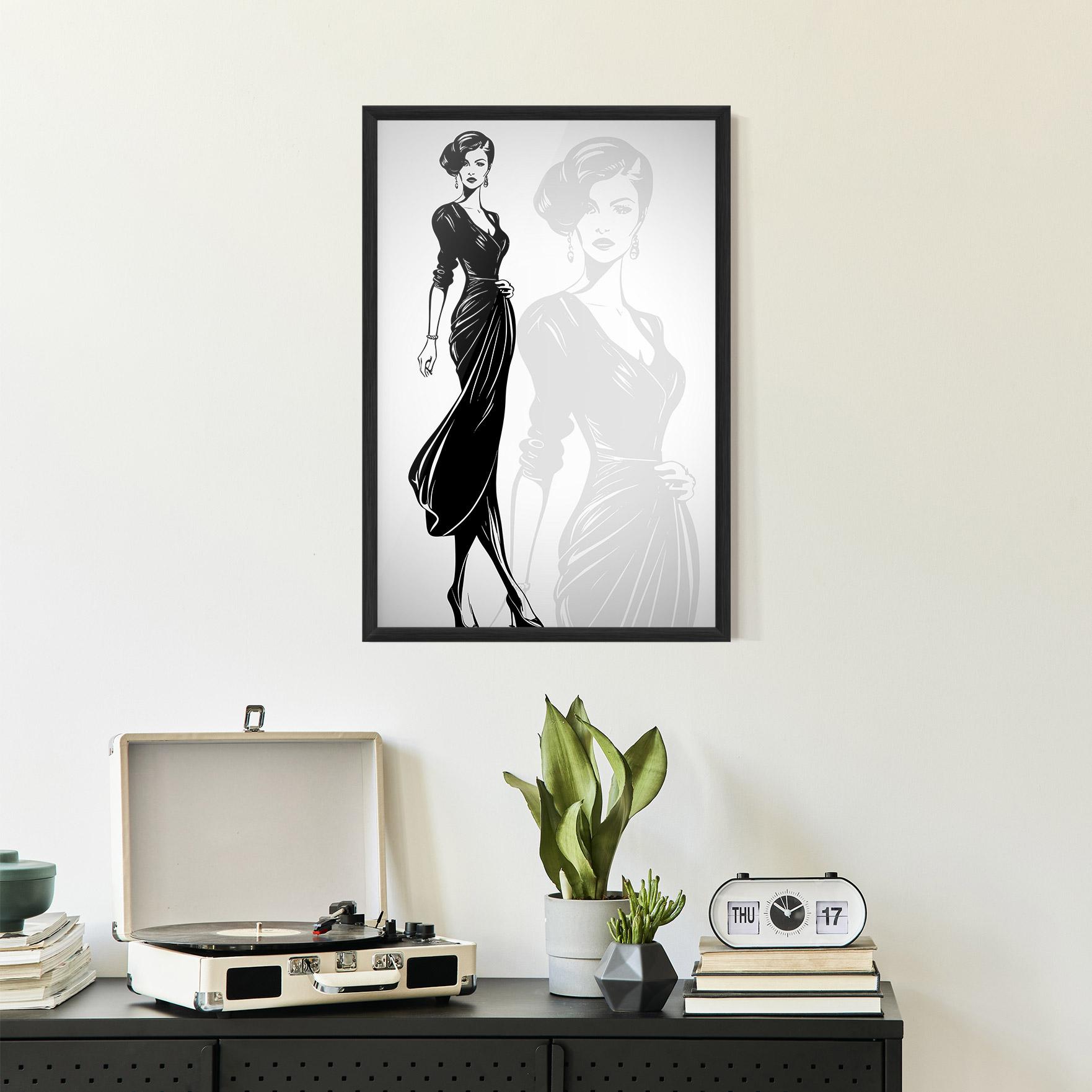 Keretezett Poszter Lady Shilouette mockup 2