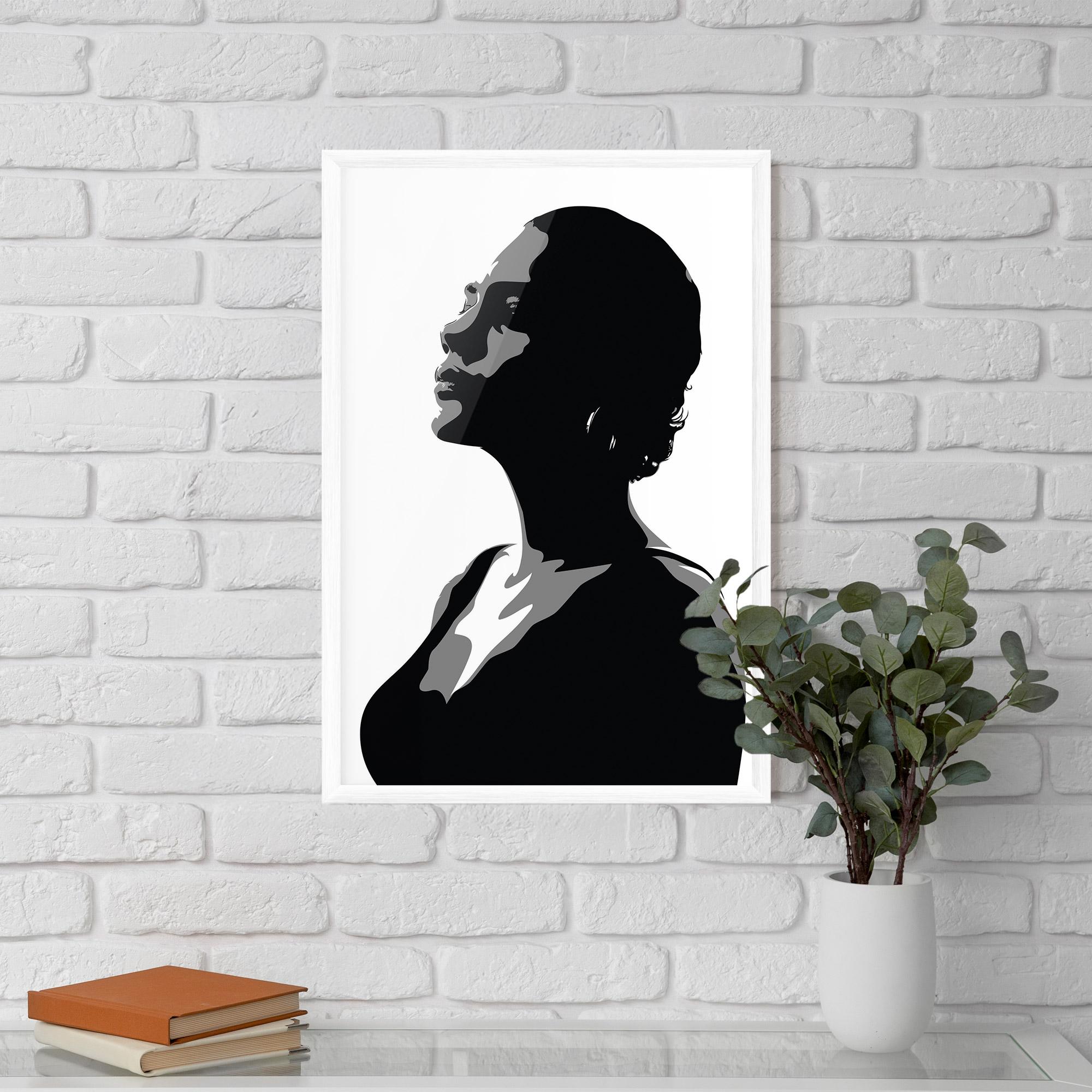 Keretezett Poszter Black Woman Shilouette mockup 5
