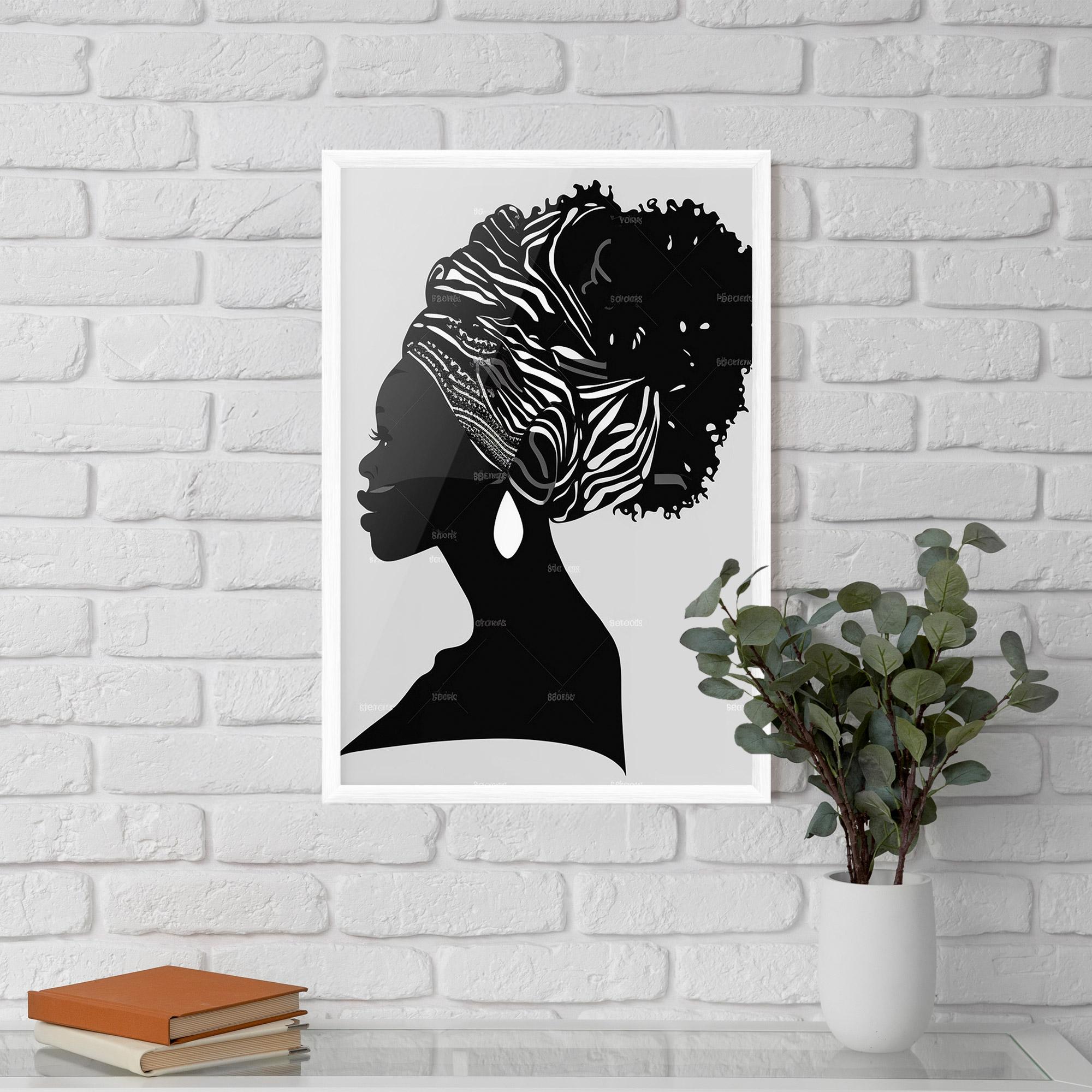 Keretezett Poszter Black Woman Silhouette mockup 5