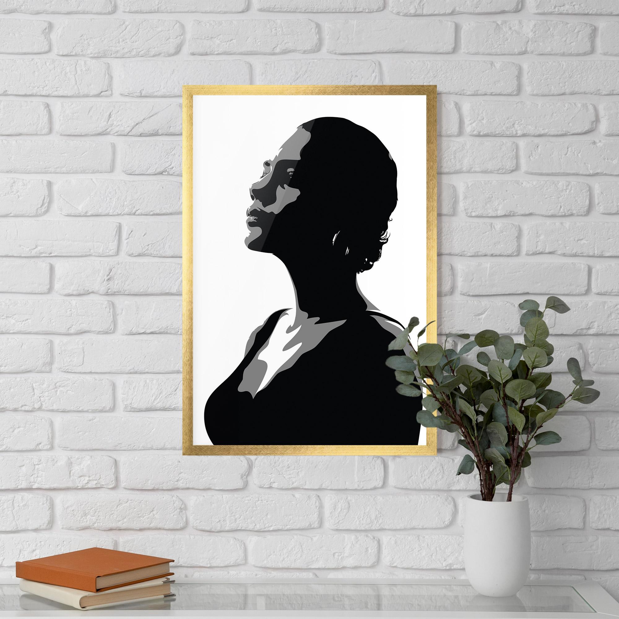 Keretezett Poszter Black Woman Shilouette mockup 5