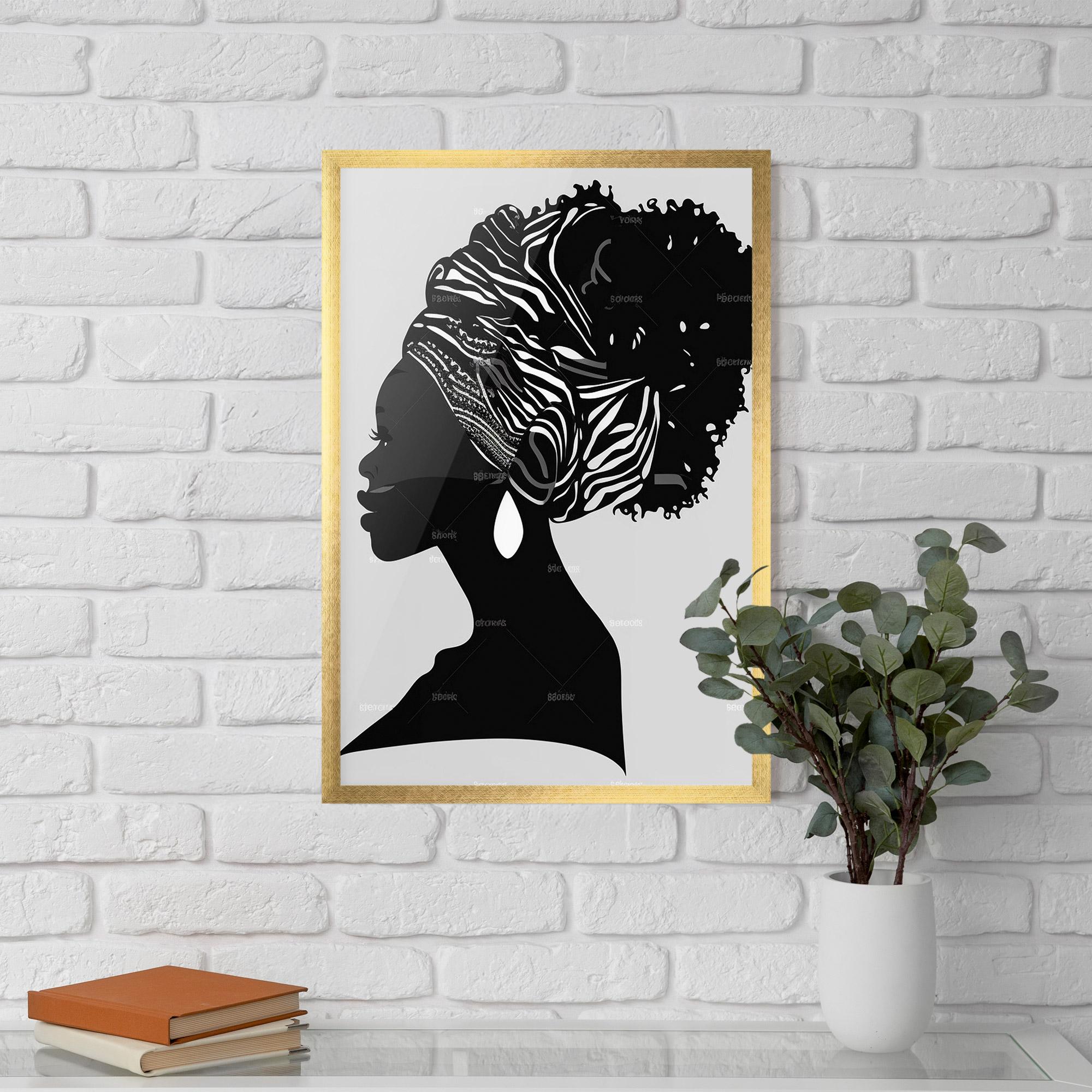 Keretezett Poszter Black Woman Silhouette mockup 5
