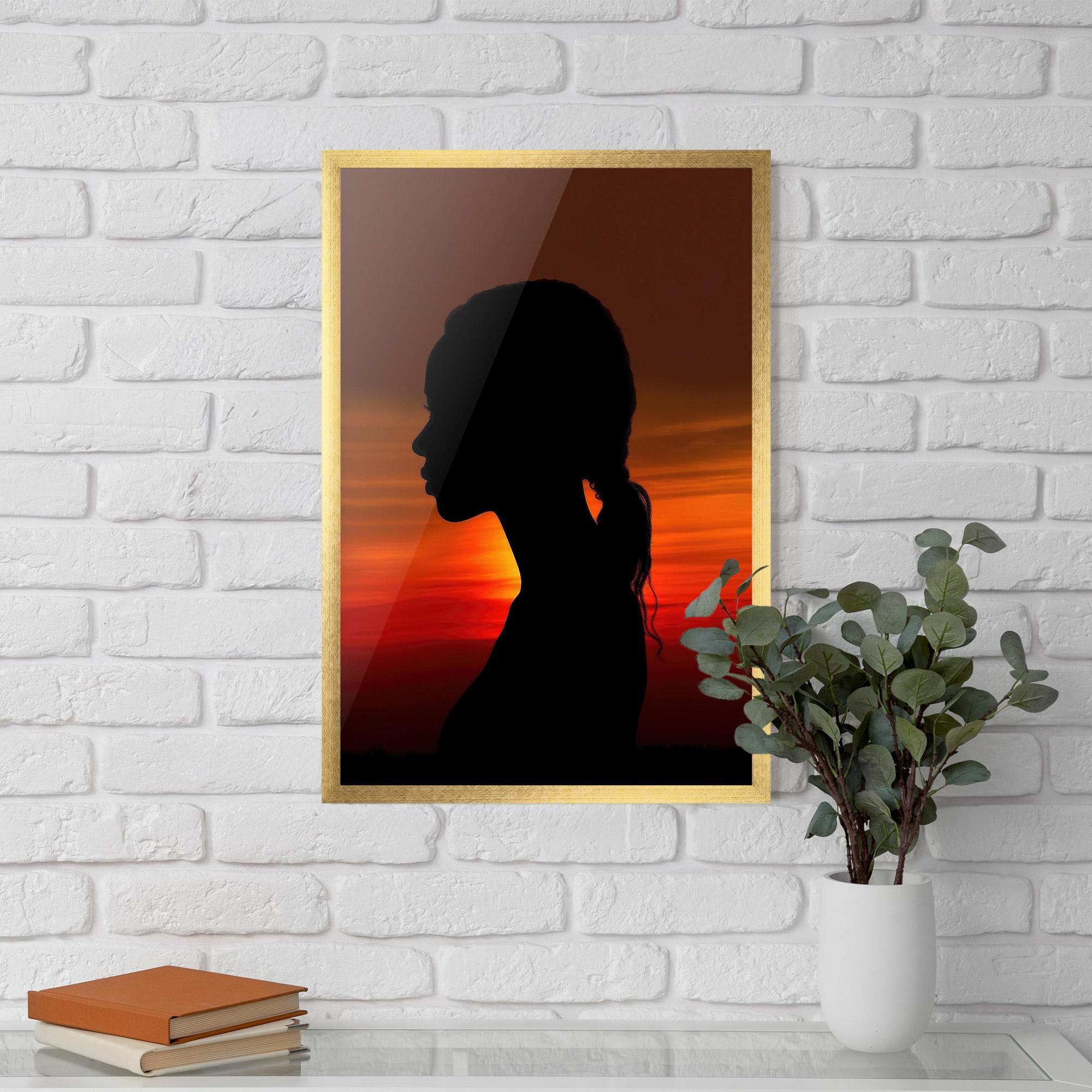 Keretezett Poszter Profile Against Sunset mockup 5