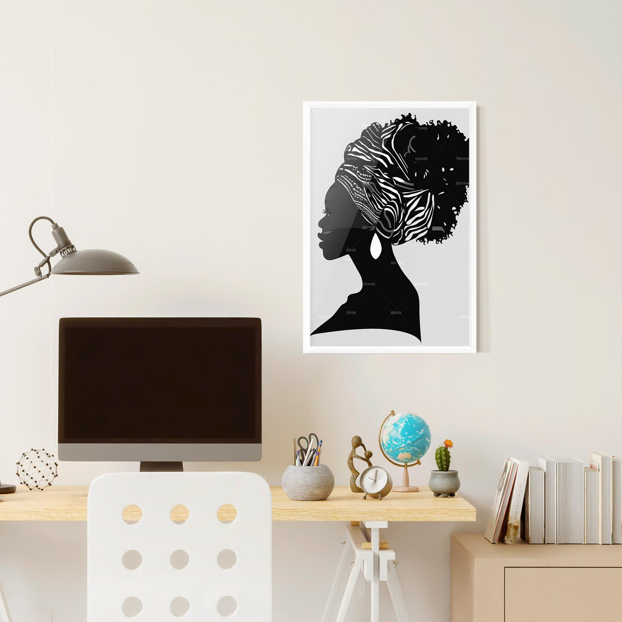 Keretezett Poszter Black Woman Silhouette mockup 6