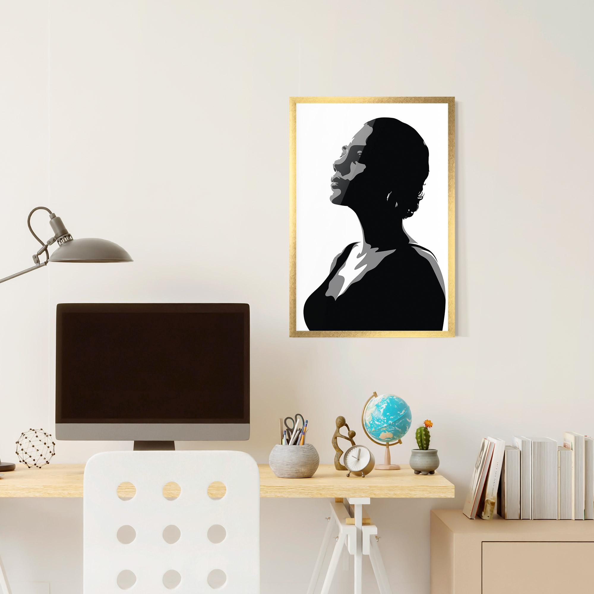 Keretezett Poszter Black Woman Shilouette mockup 6