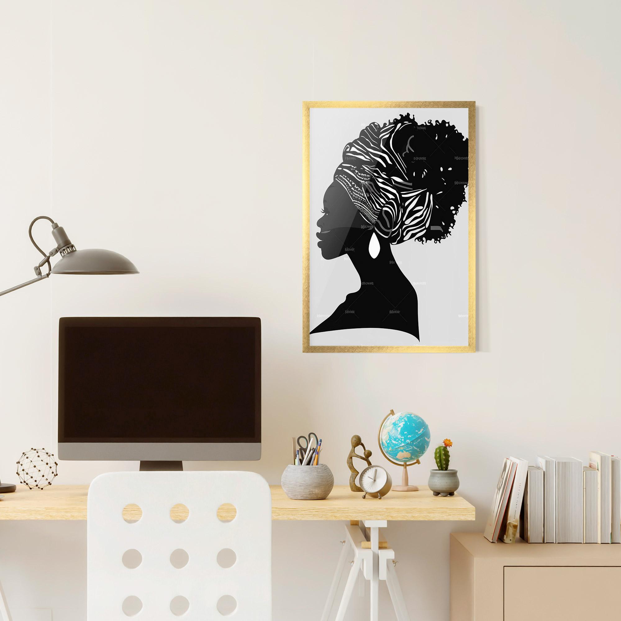 Keretezett Poszter Black Woman Silhouette mockup 6