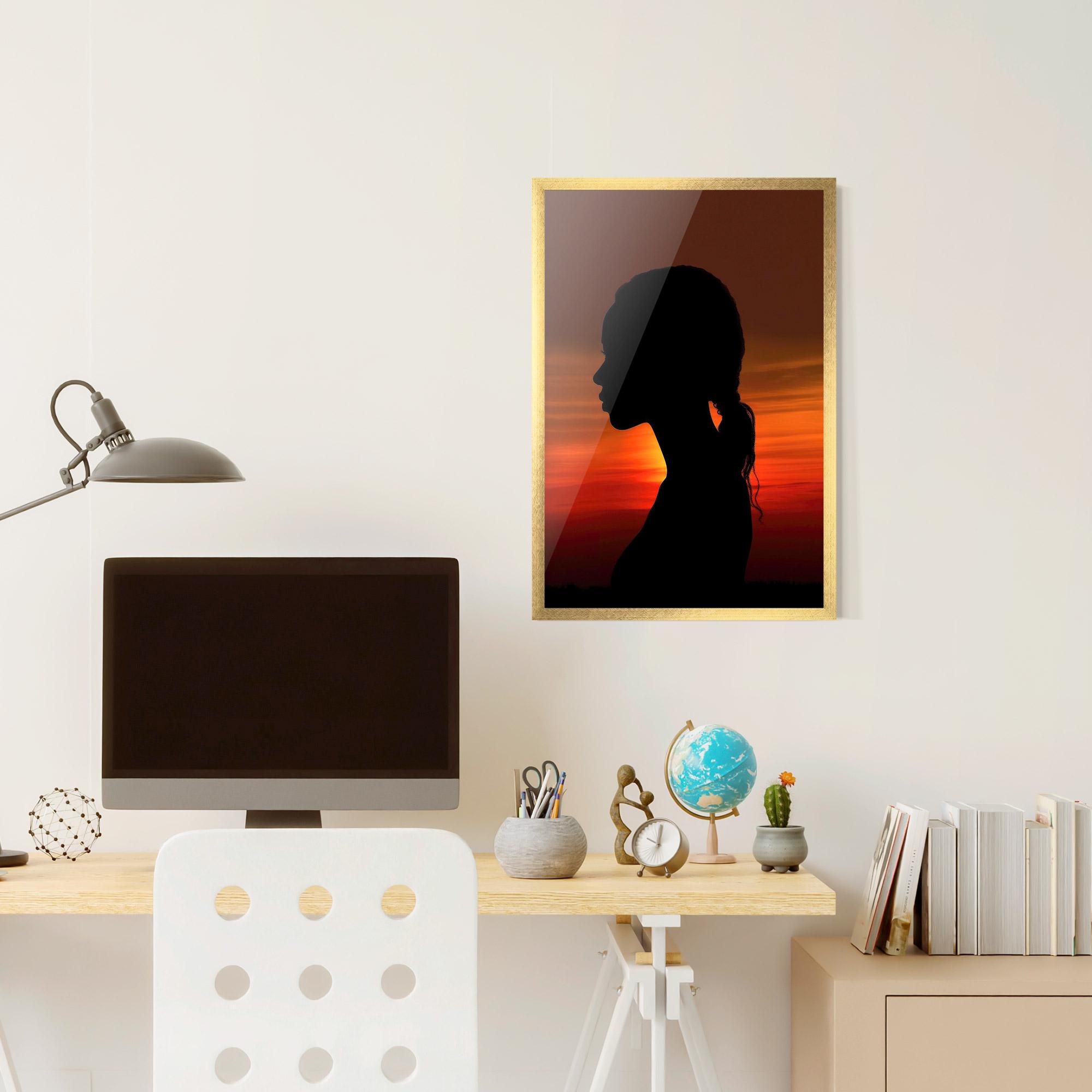 Keretezett Poszter Profile Against Sunset mockup 6
