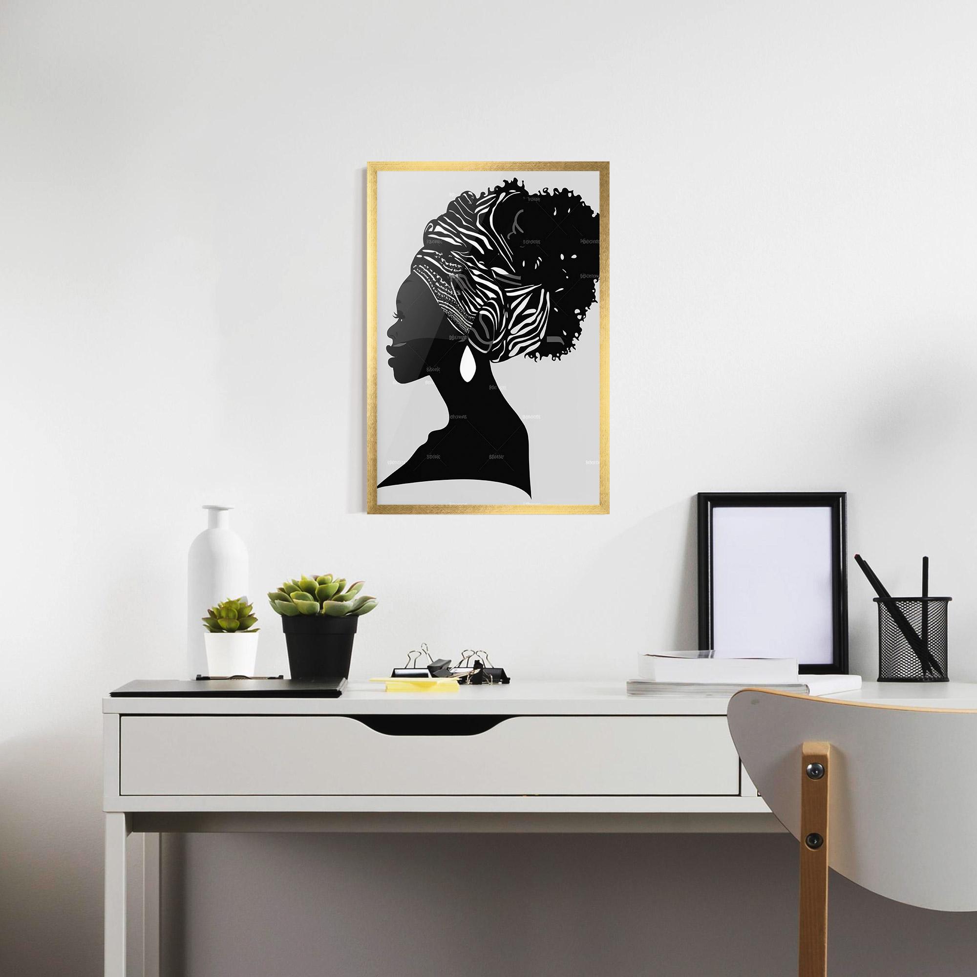 Keretezett Poszter Black Woman Silhouette mockup 7