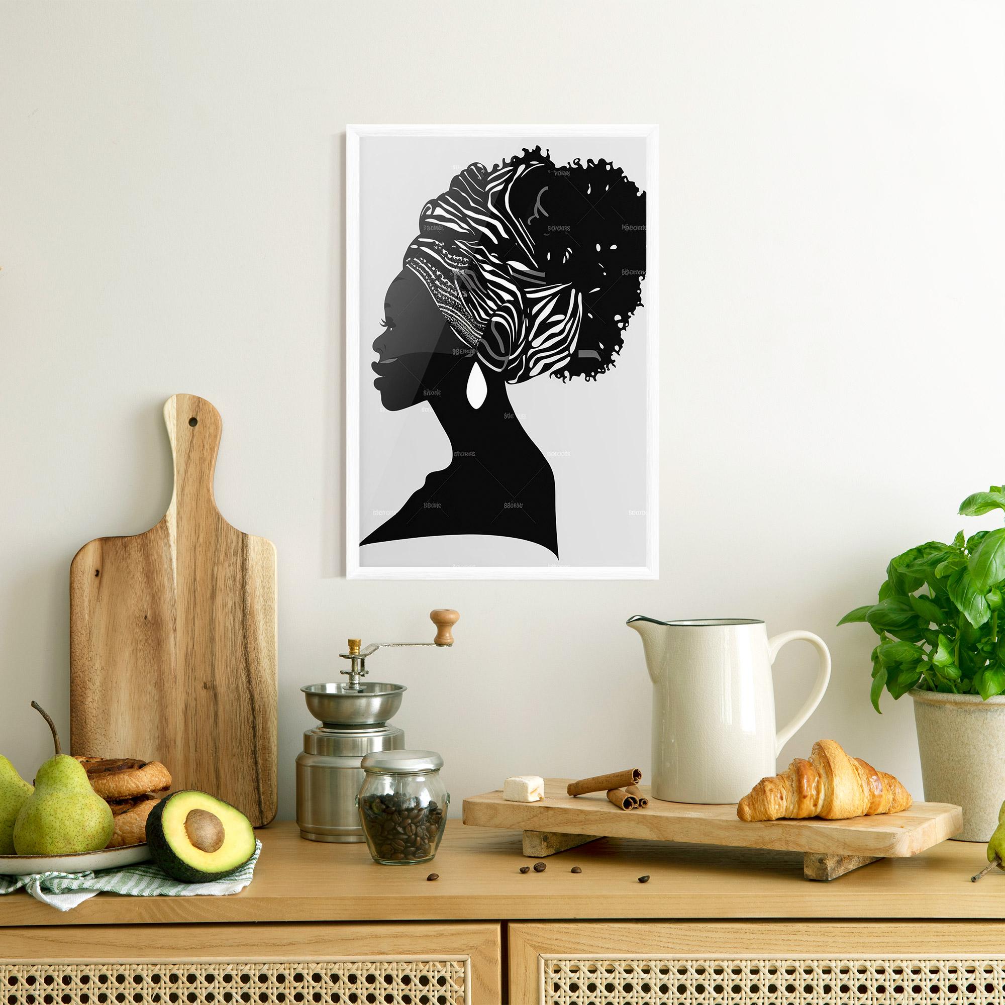 Keretezett Poszter Black Woman Silhouette mockup 8
