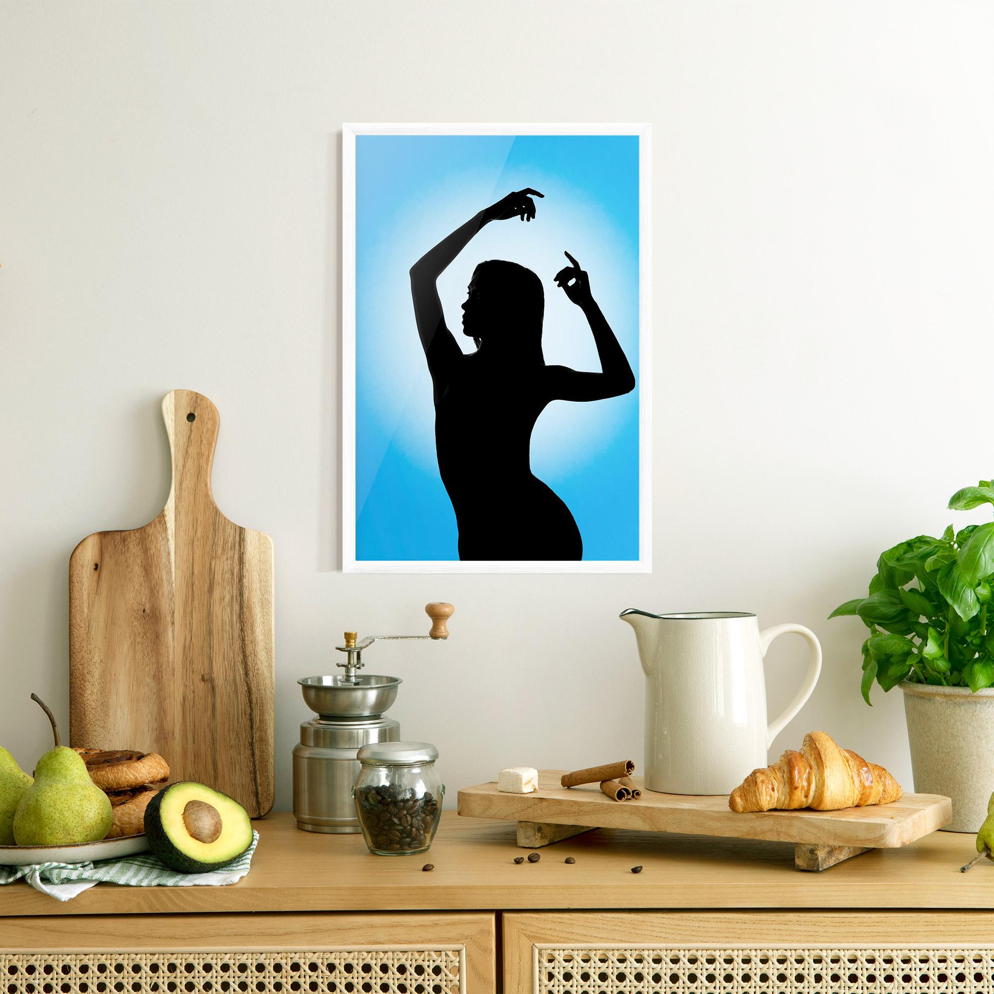 Keretezett Poszter Blue Background mockup 8