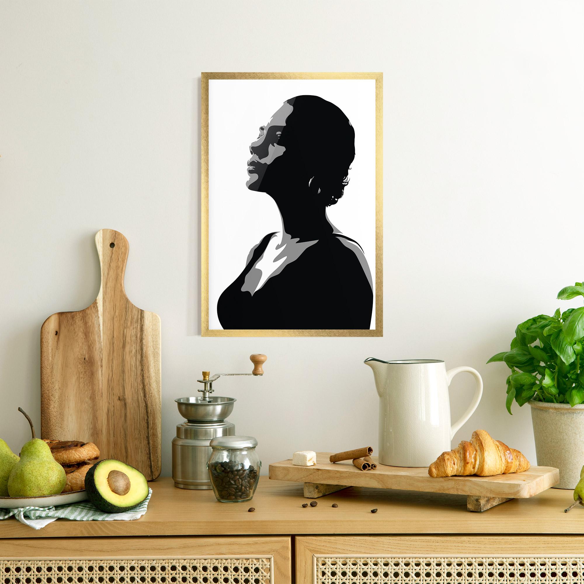 Keretezett Poszter Black Woman Shilouette mockup 8