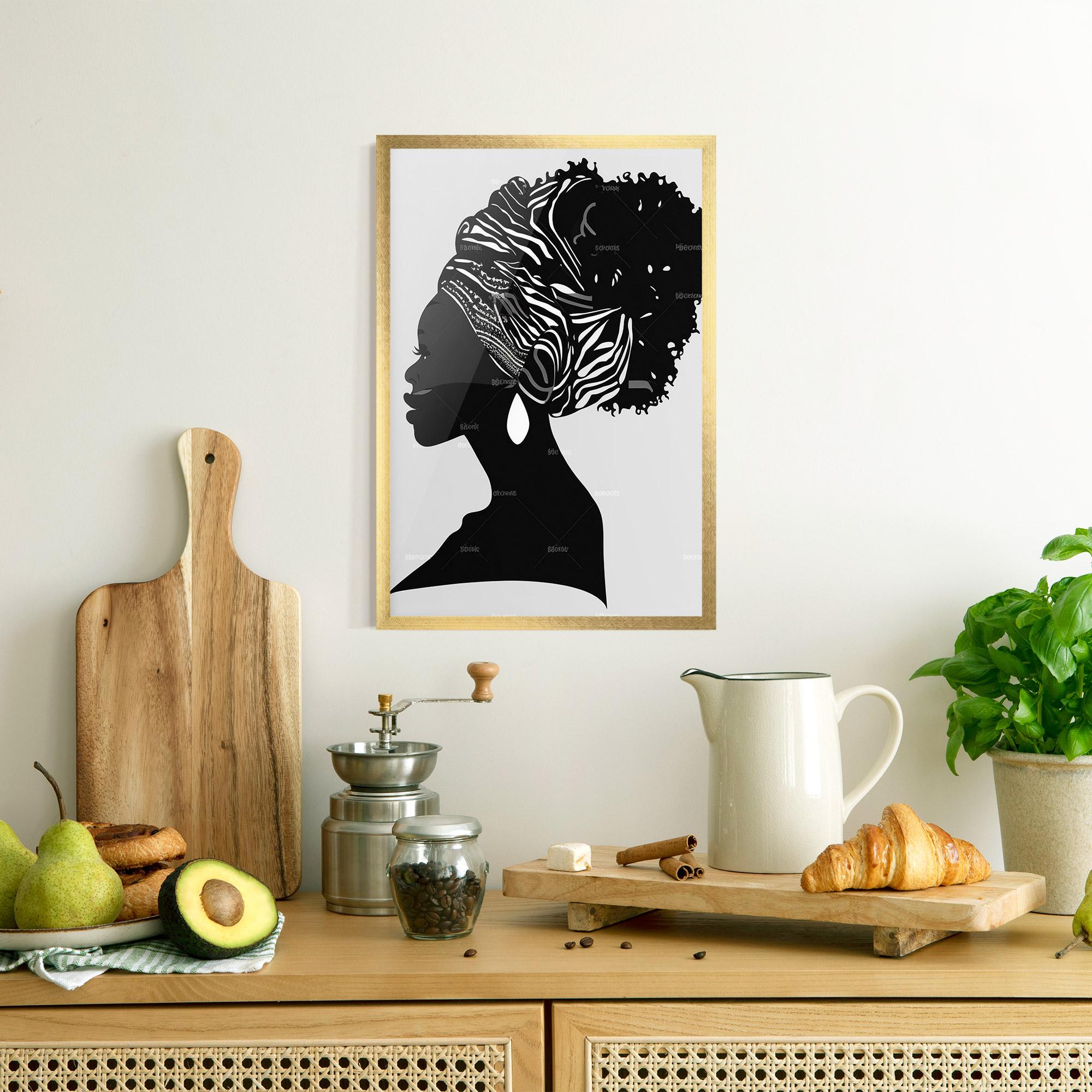 Keretezett Poszter Black Woman Silhouette mockup 8