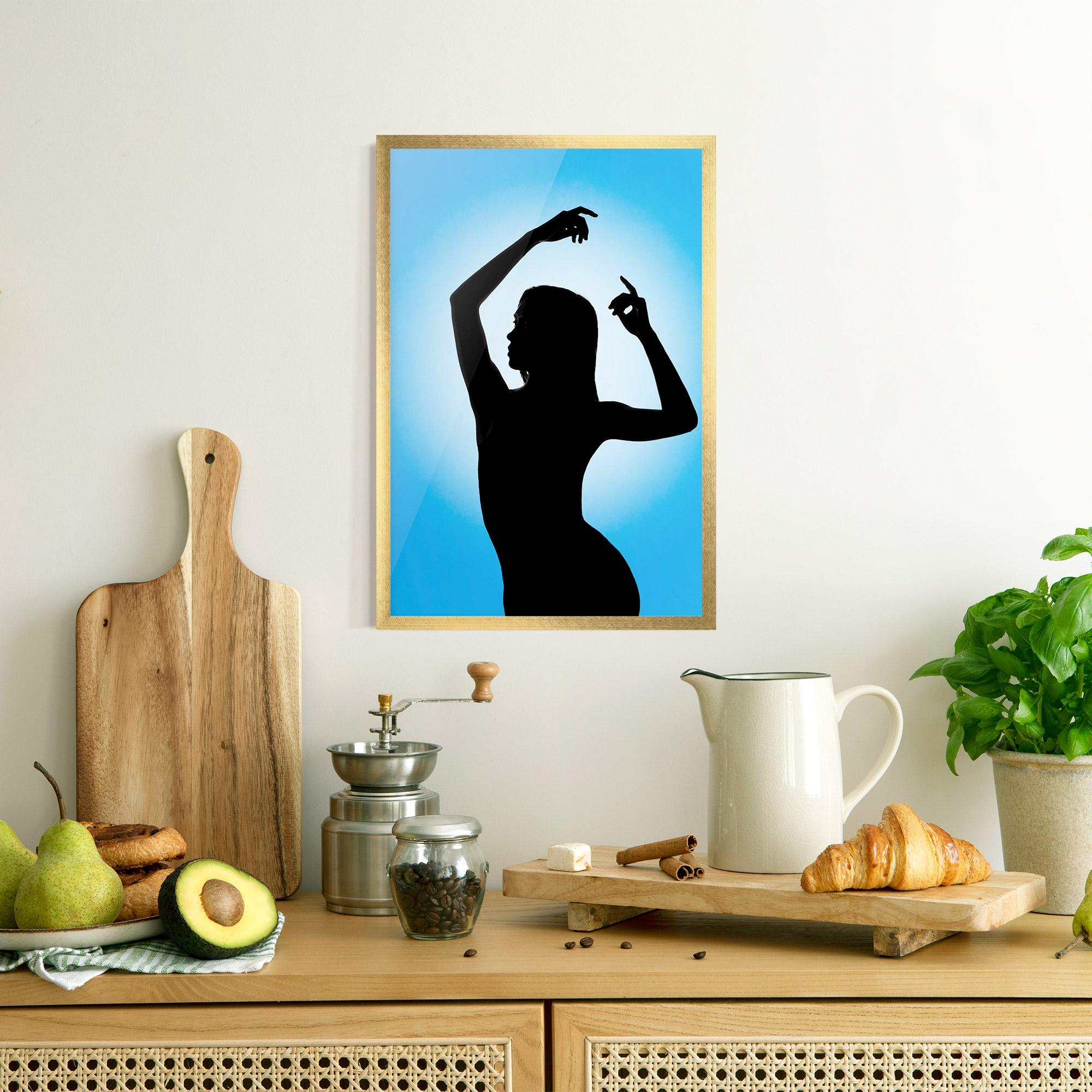 Keretezett Poszter Blue Background mockup 8