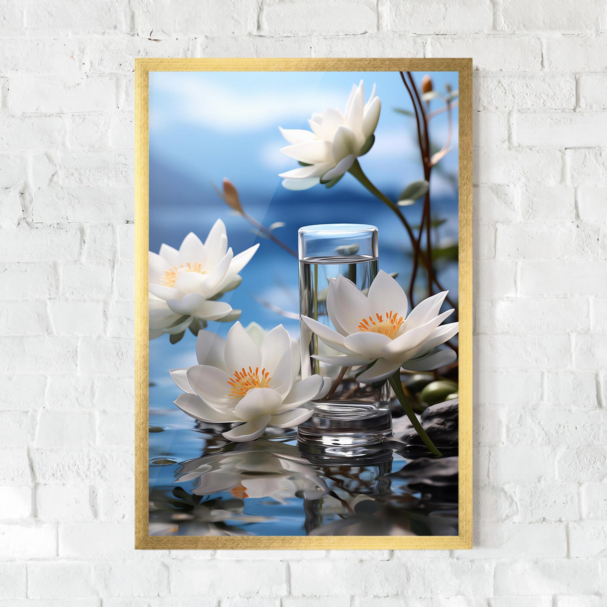 Keretezett Poszter Flower Water Glass mockup 0
