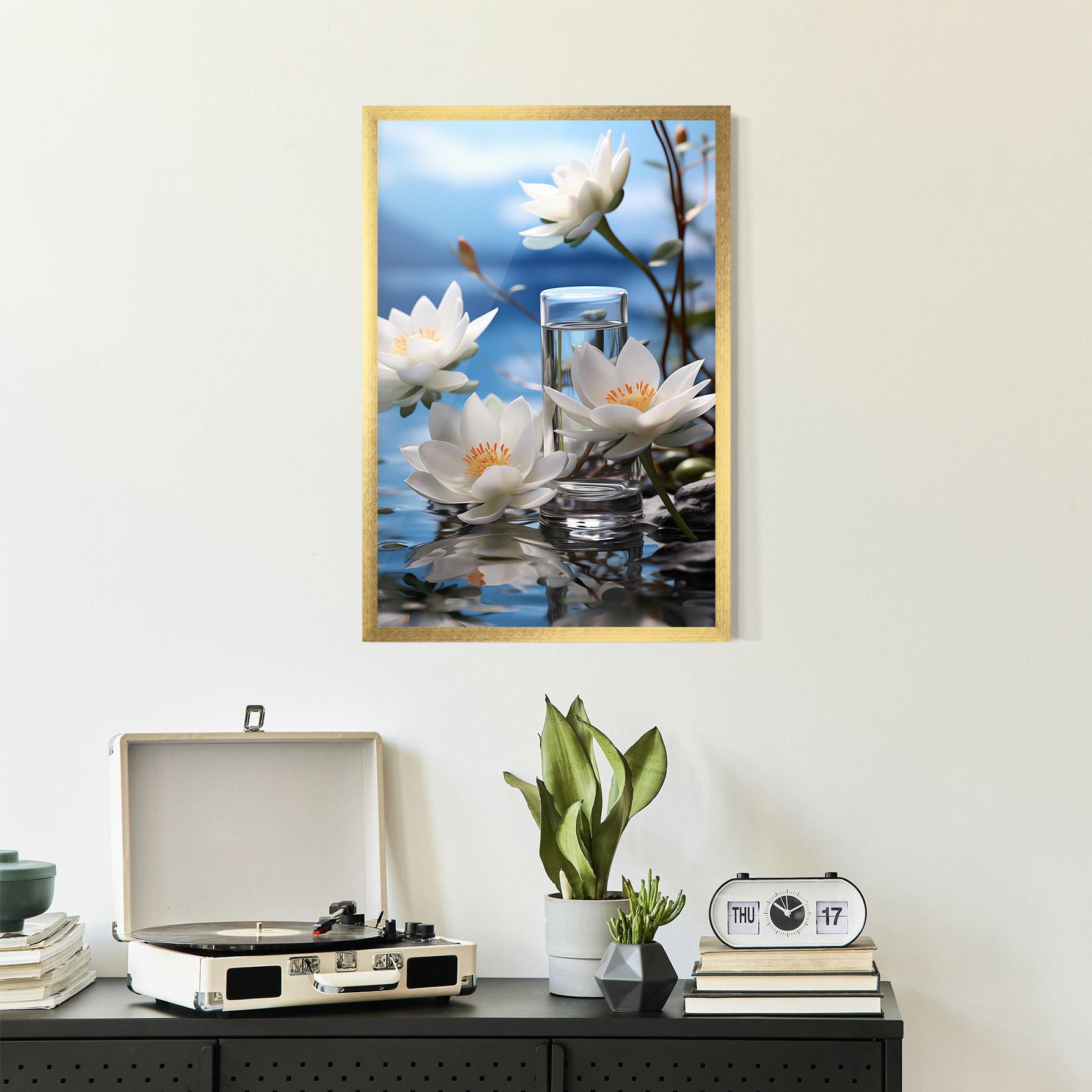 Keretezett Poszter Flower Water Glass mockup 2