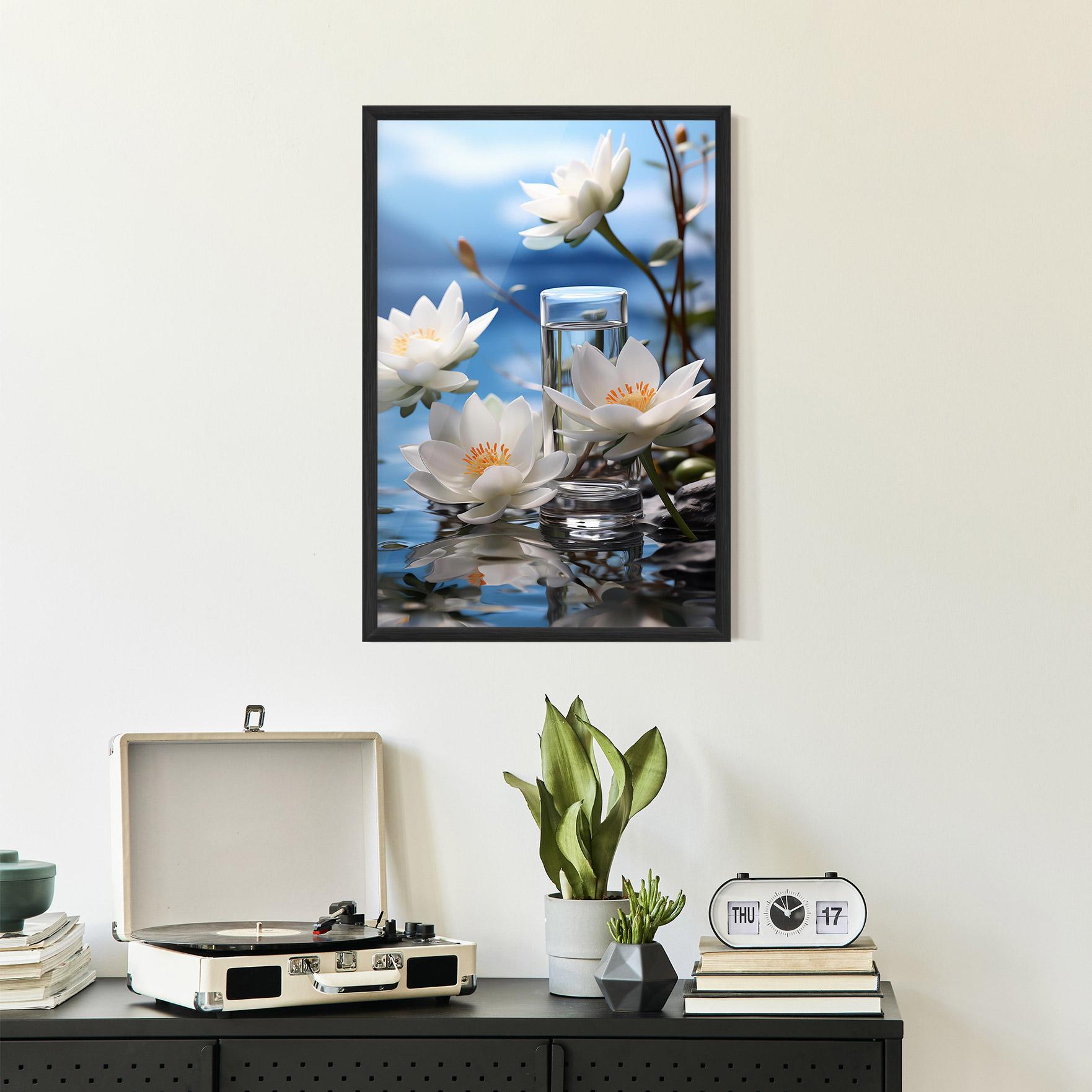 Keretezett Poszter Flower Water Glass mockup 2