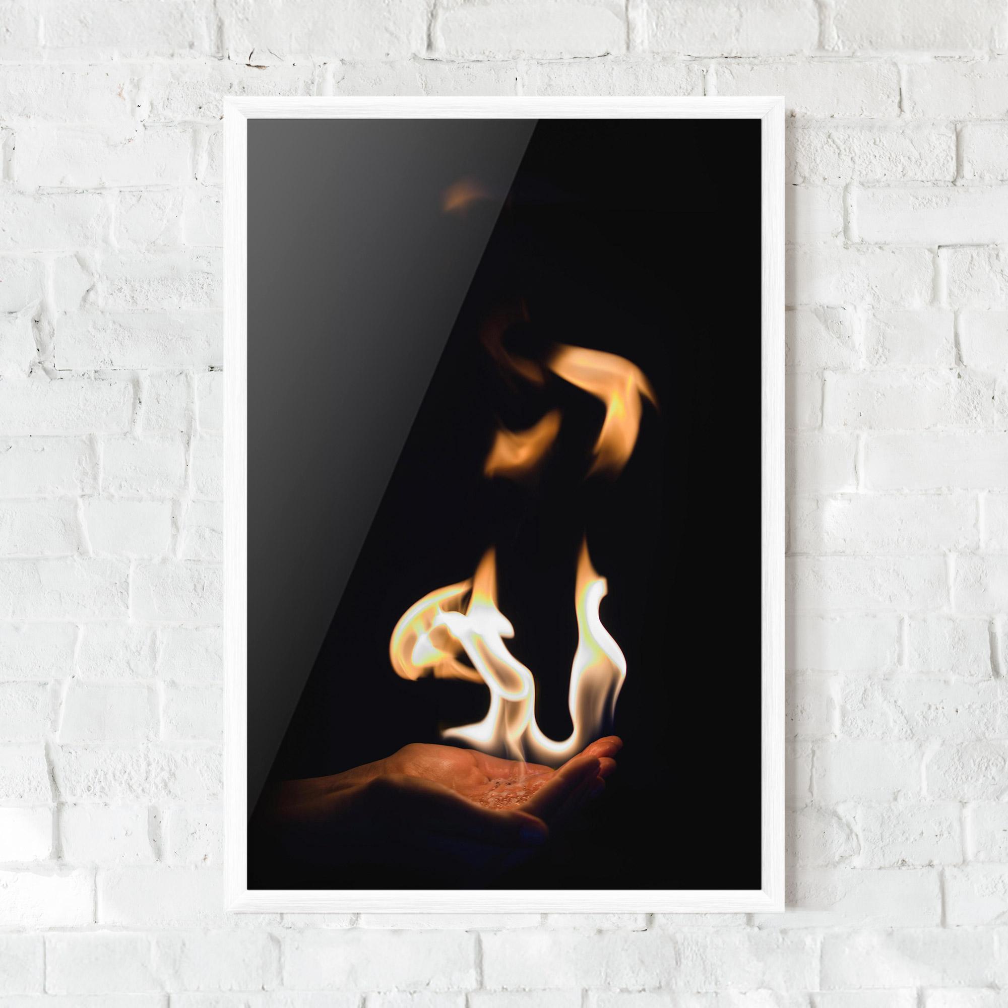 Keretezett Poszter White Orange Fire mockup 0