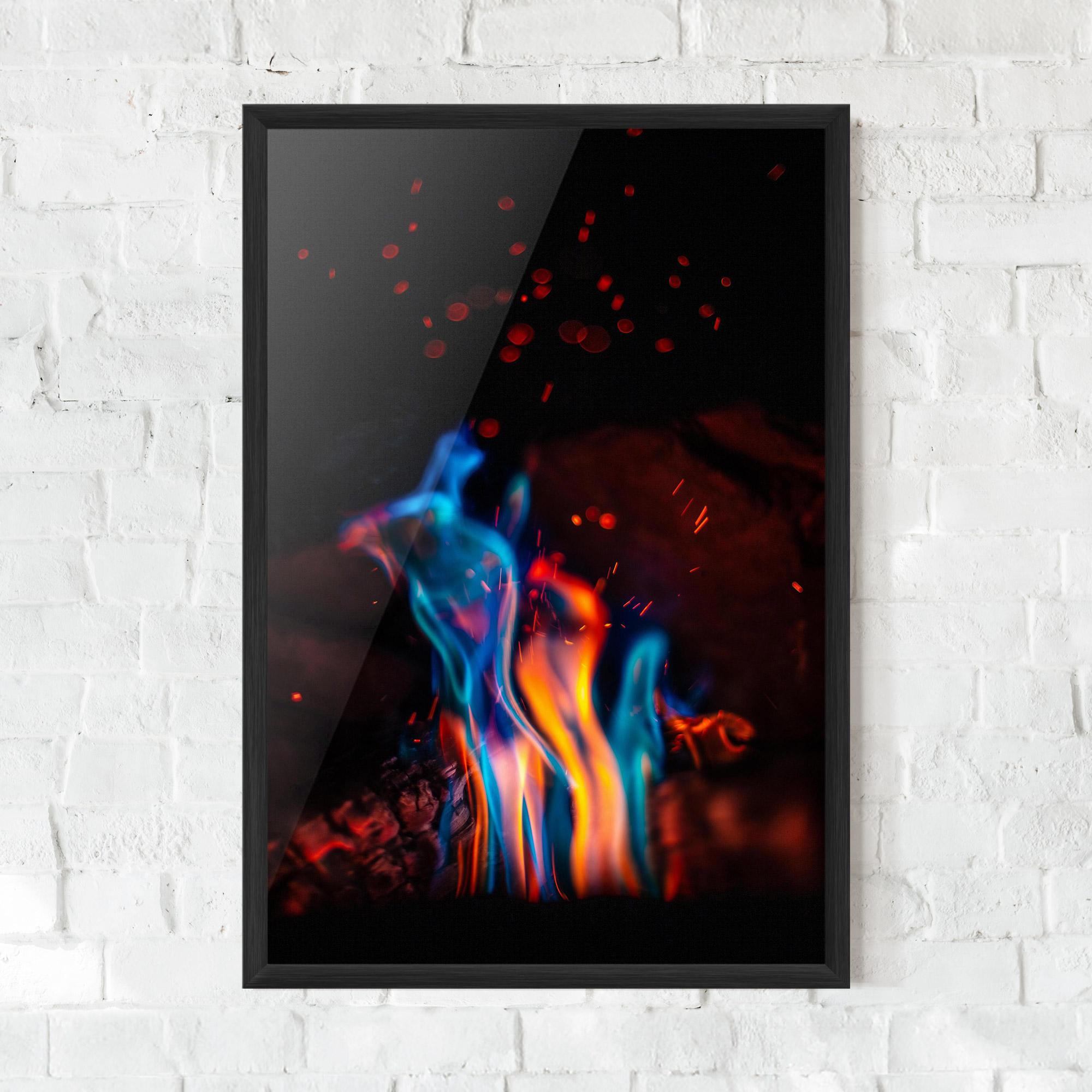 Keretezett Poszter Blue Orange Fire mockup 0