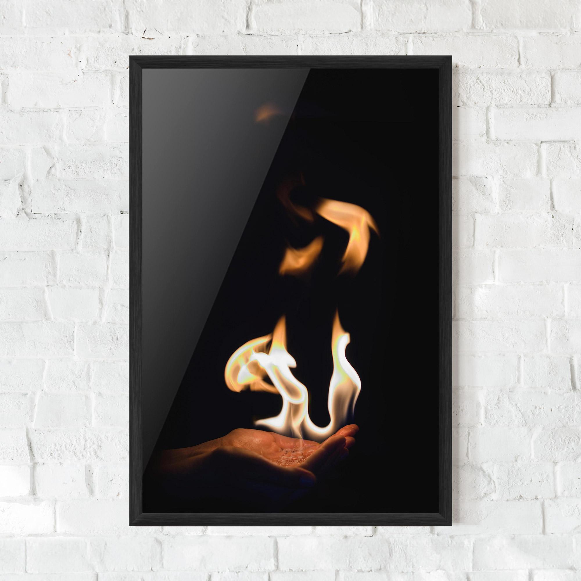 Keretezett Poszter White Orange Fire mockup 0