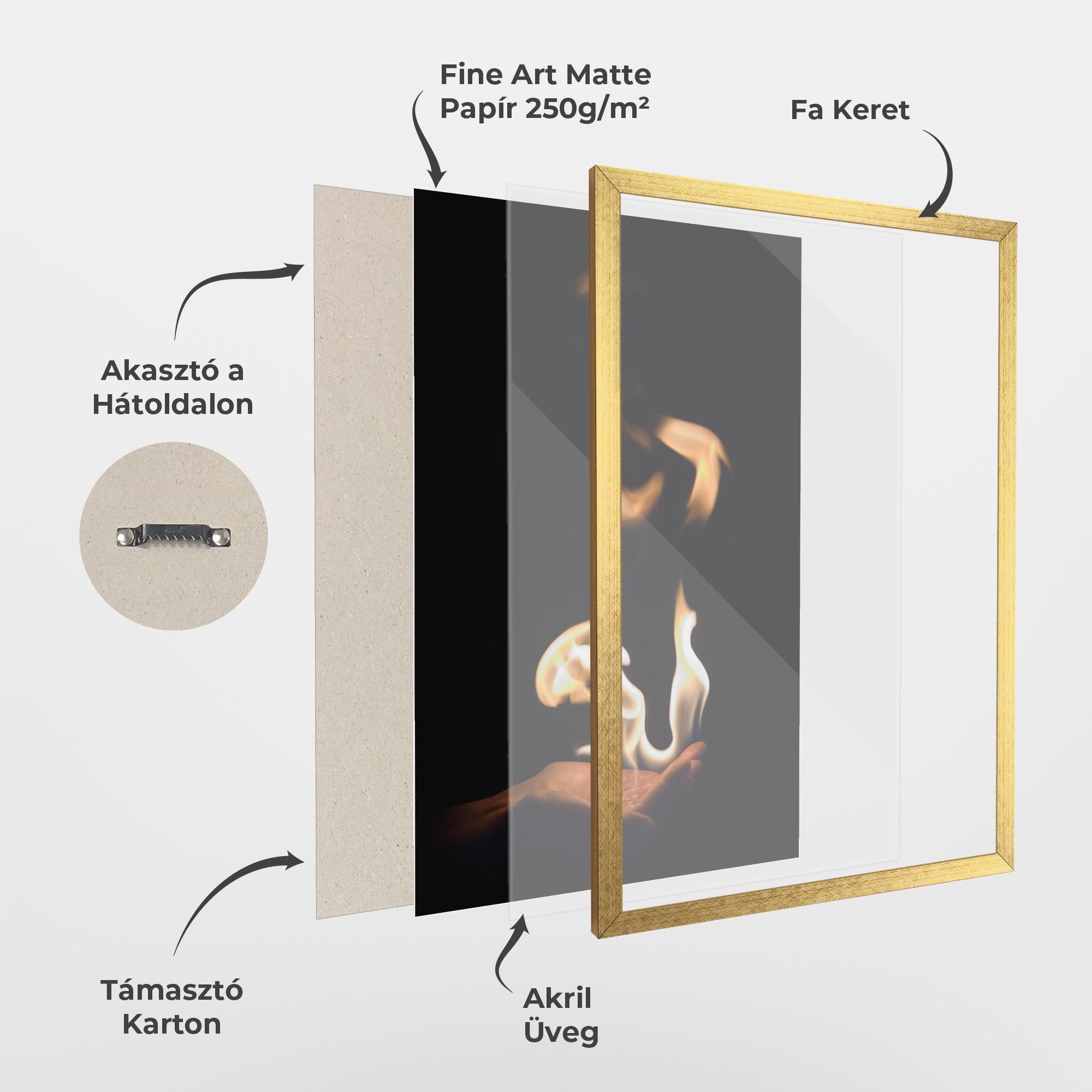 Keretezett Poszter White Orange Fire mockup 1