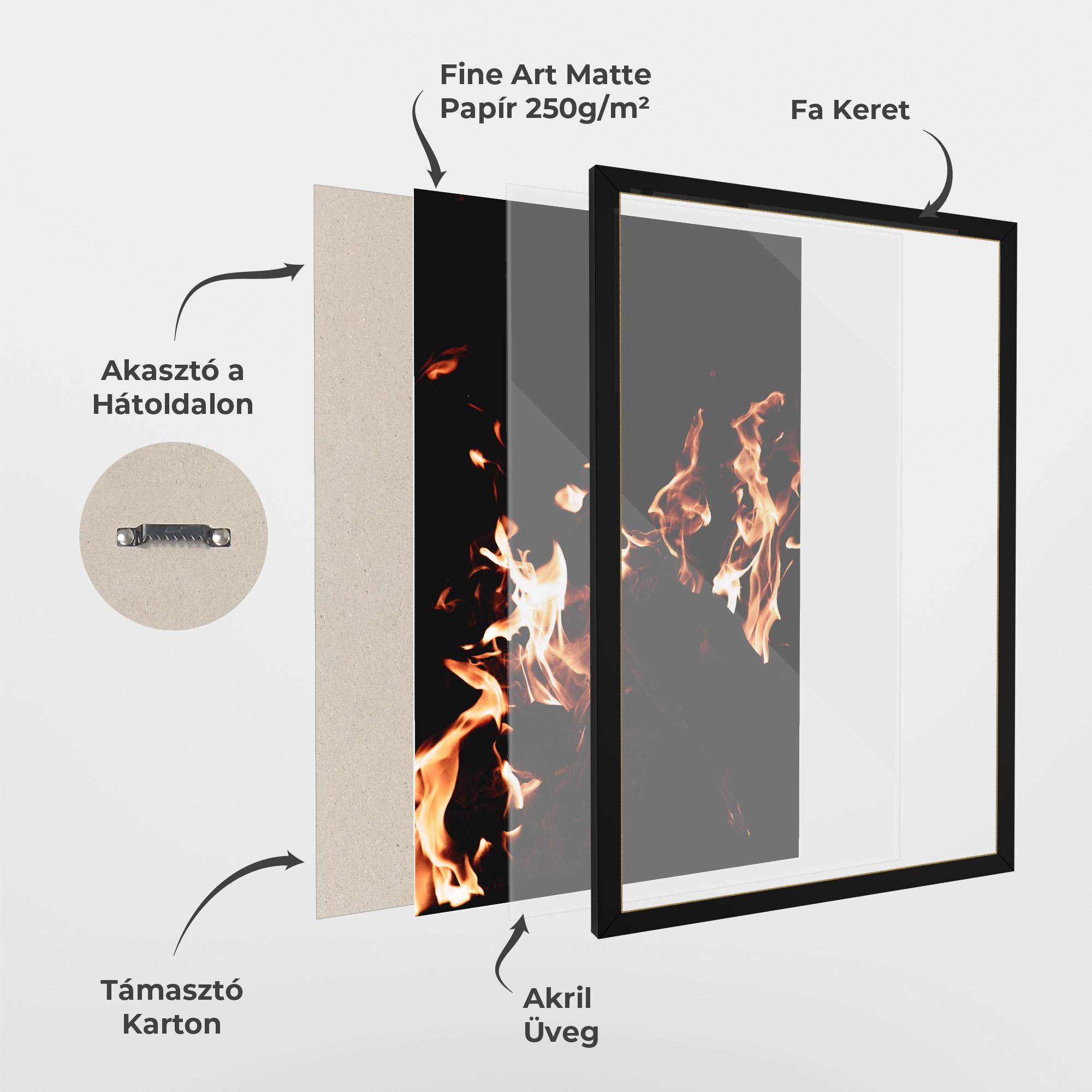 Keretezett Poszter Red Grey Fire mockup 1