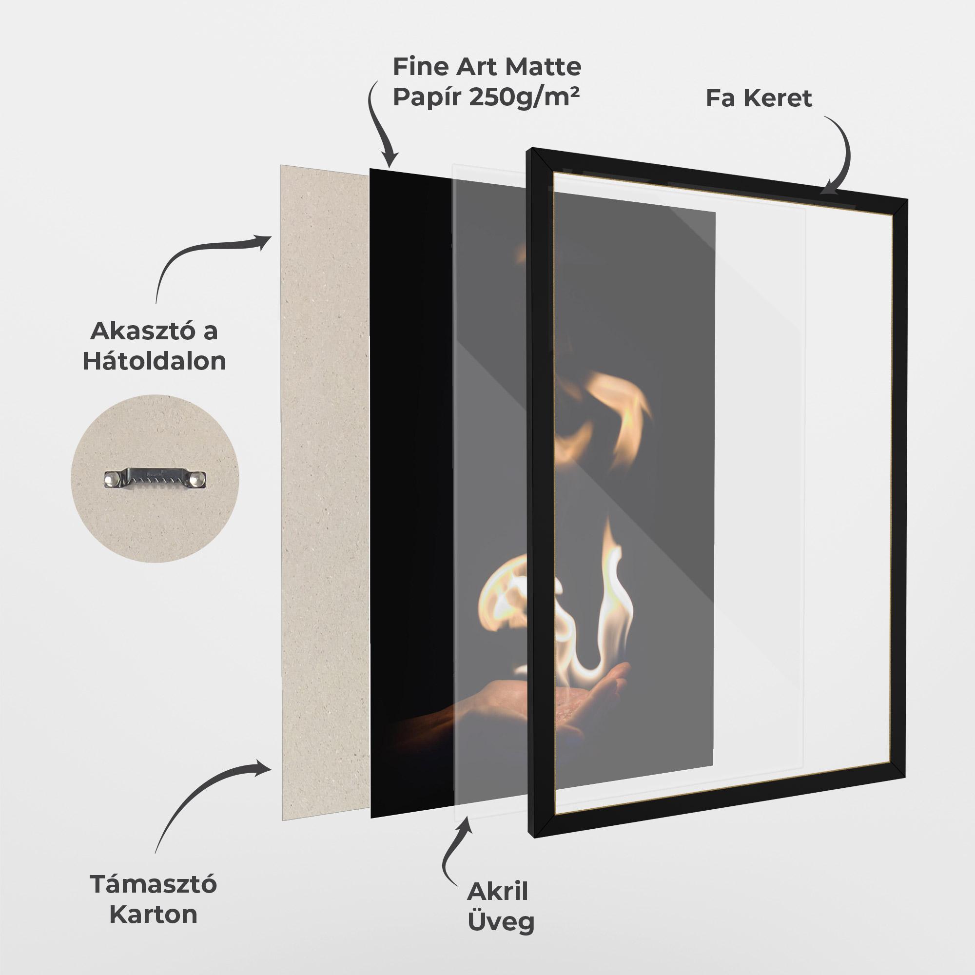 Keretezett Poszter White Orange Fire mockup 1