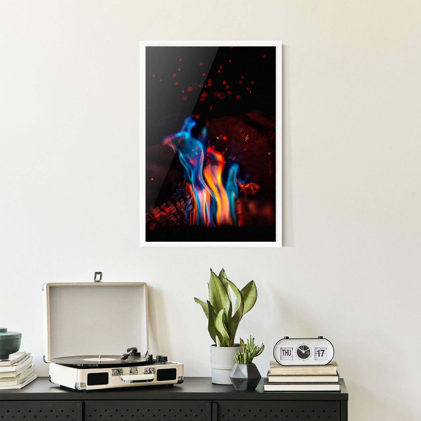 Keretezett Poszter Blue Orange Fire mockup 2