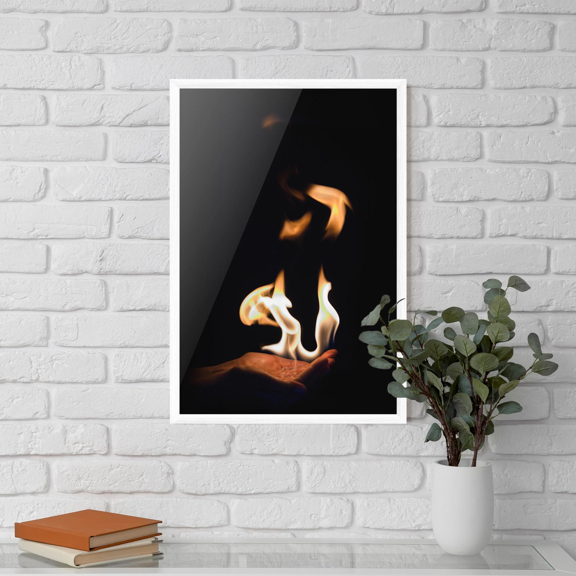 Keretezett Poszter White Orange Fire mockup 5