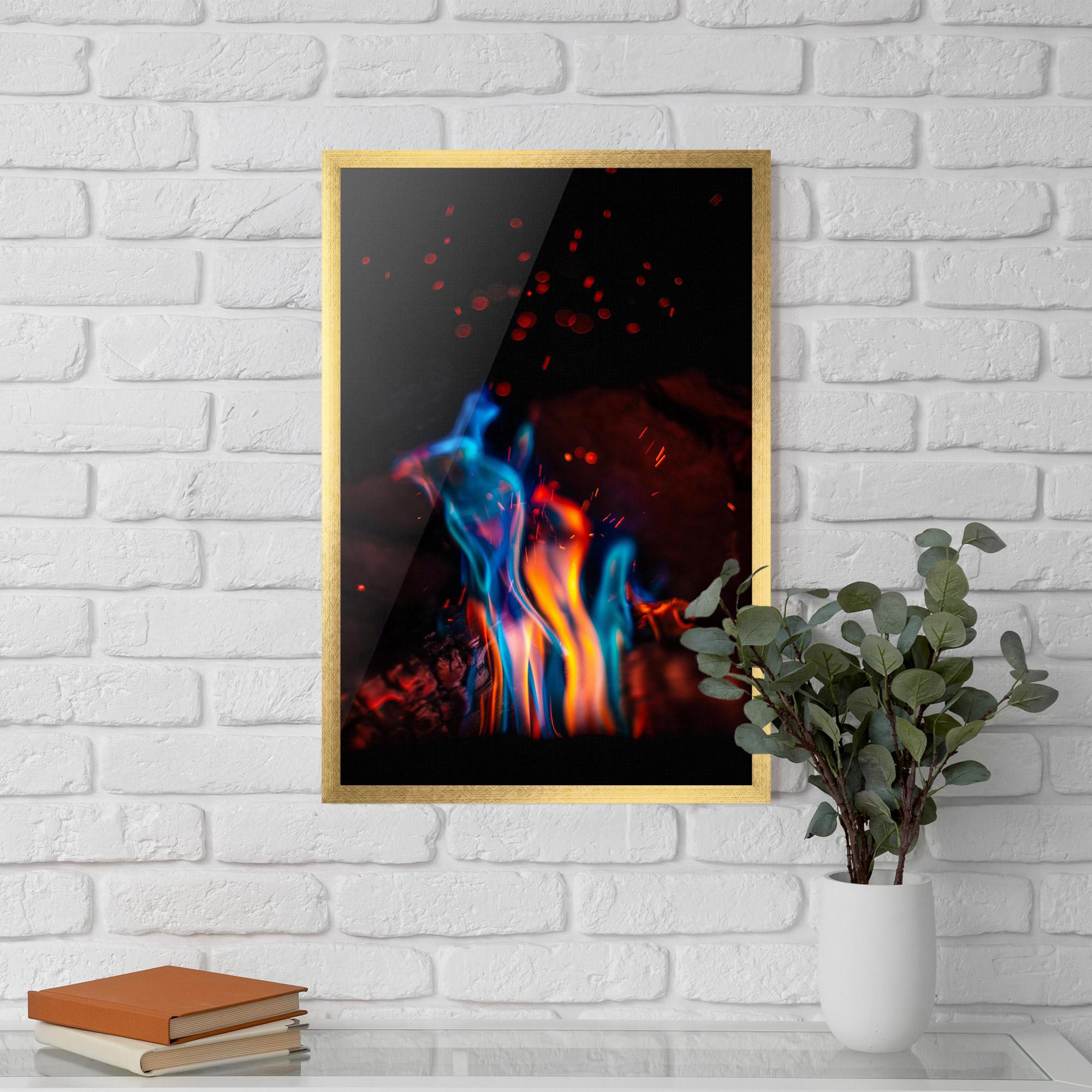 Keretezett Poszter Blue Orange Fire mockup 5
