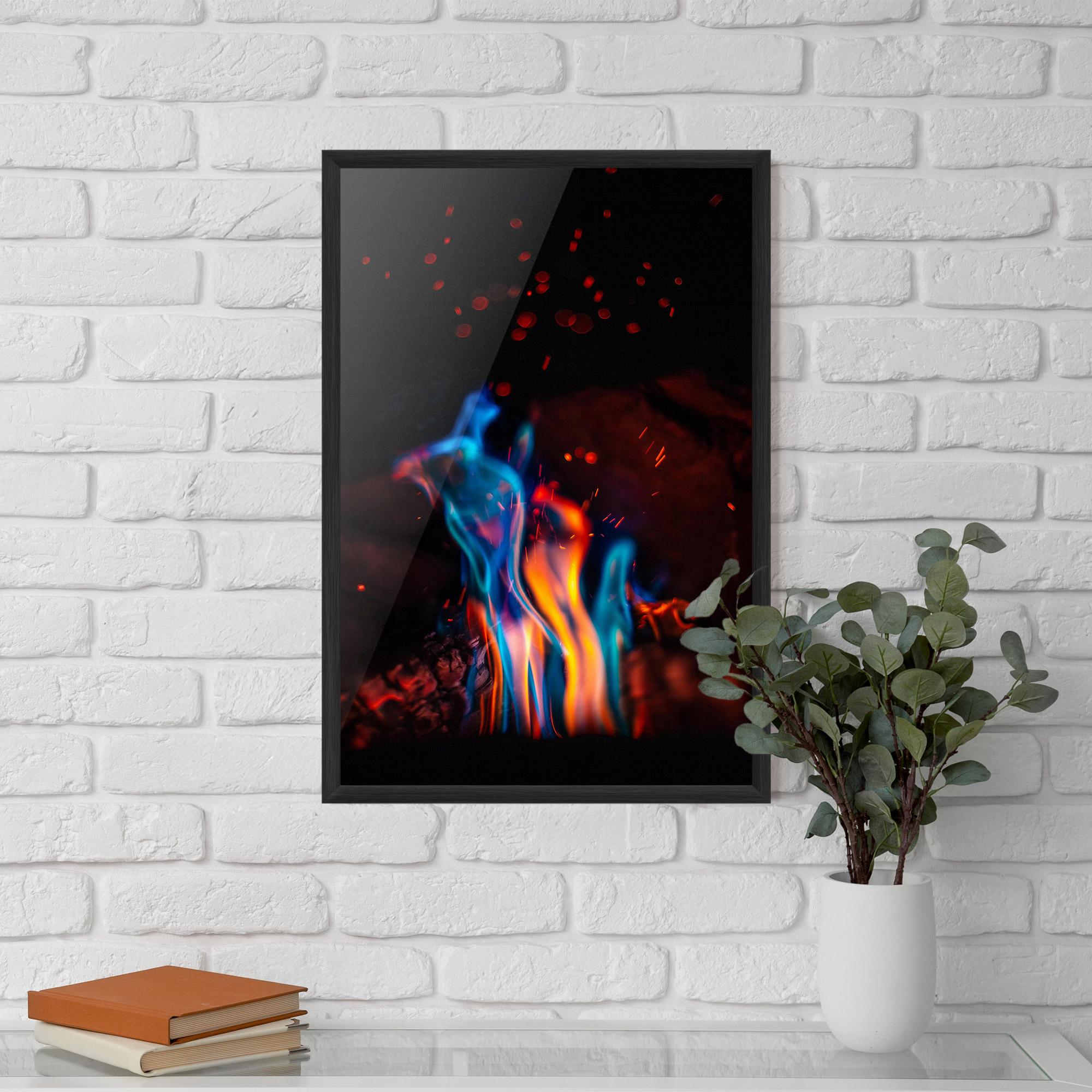 Keretezett Poszter Blue Orange Fire mockup 5