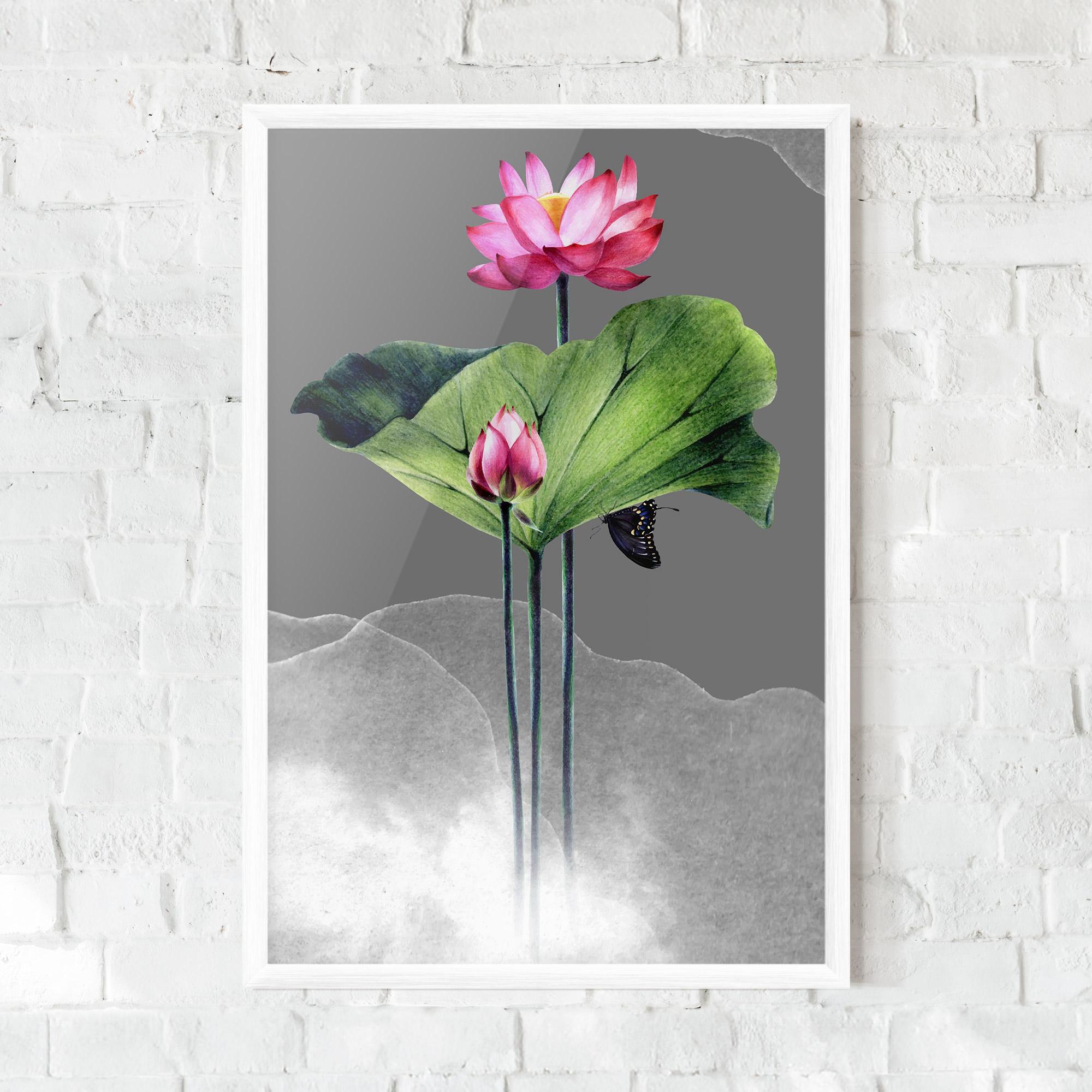 Keretezett Poszter Pink Lotus Art mockup 0