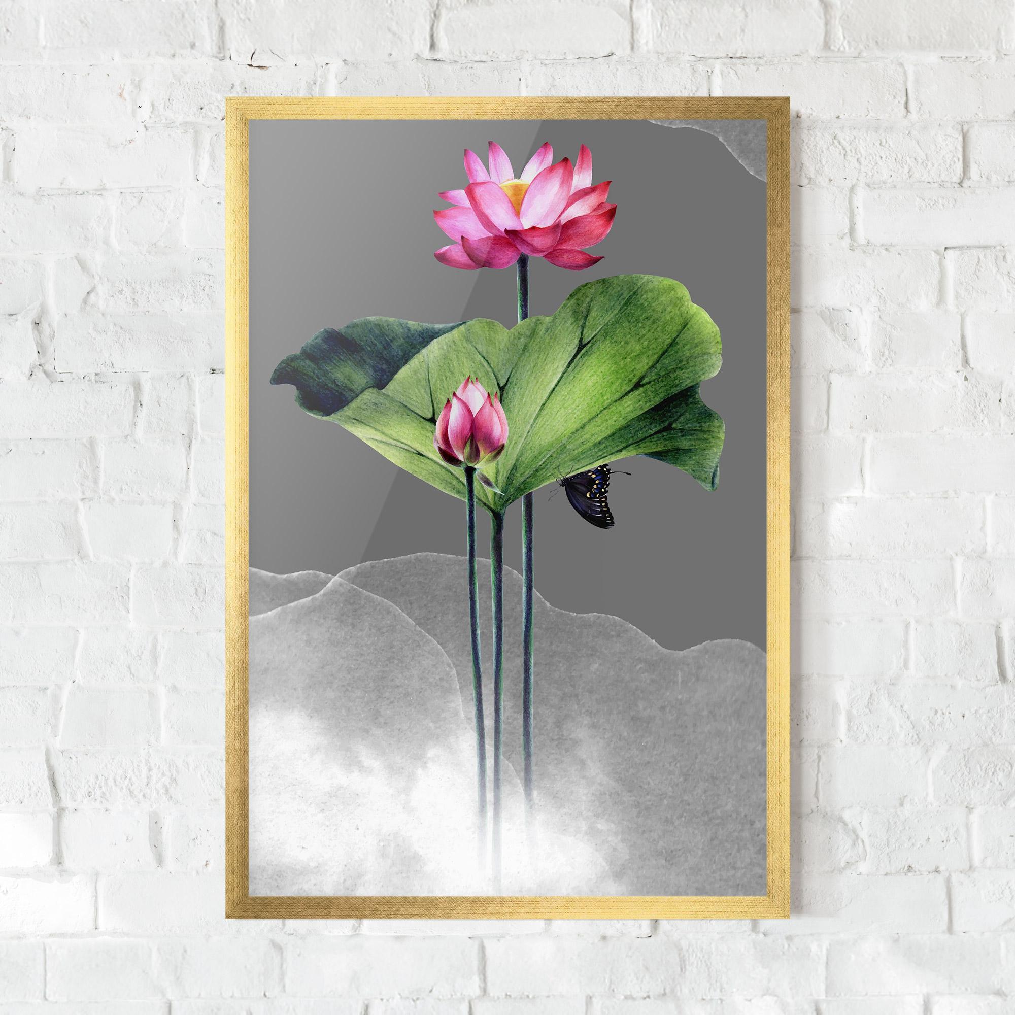 Keretezett Poszter Pink Lotus Art mockup 0