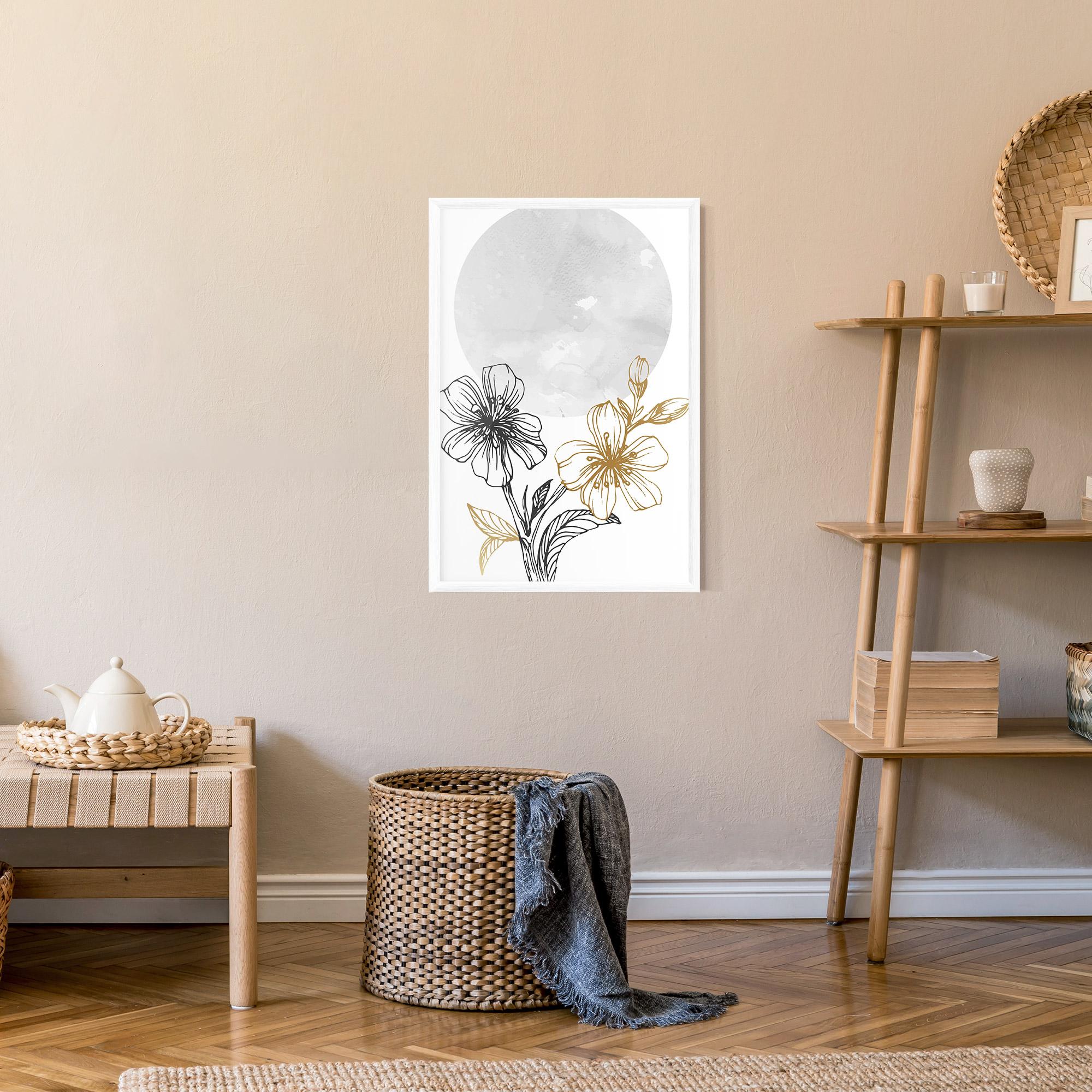 Keretezett Poszter Grey Moon Flowers mockup 9