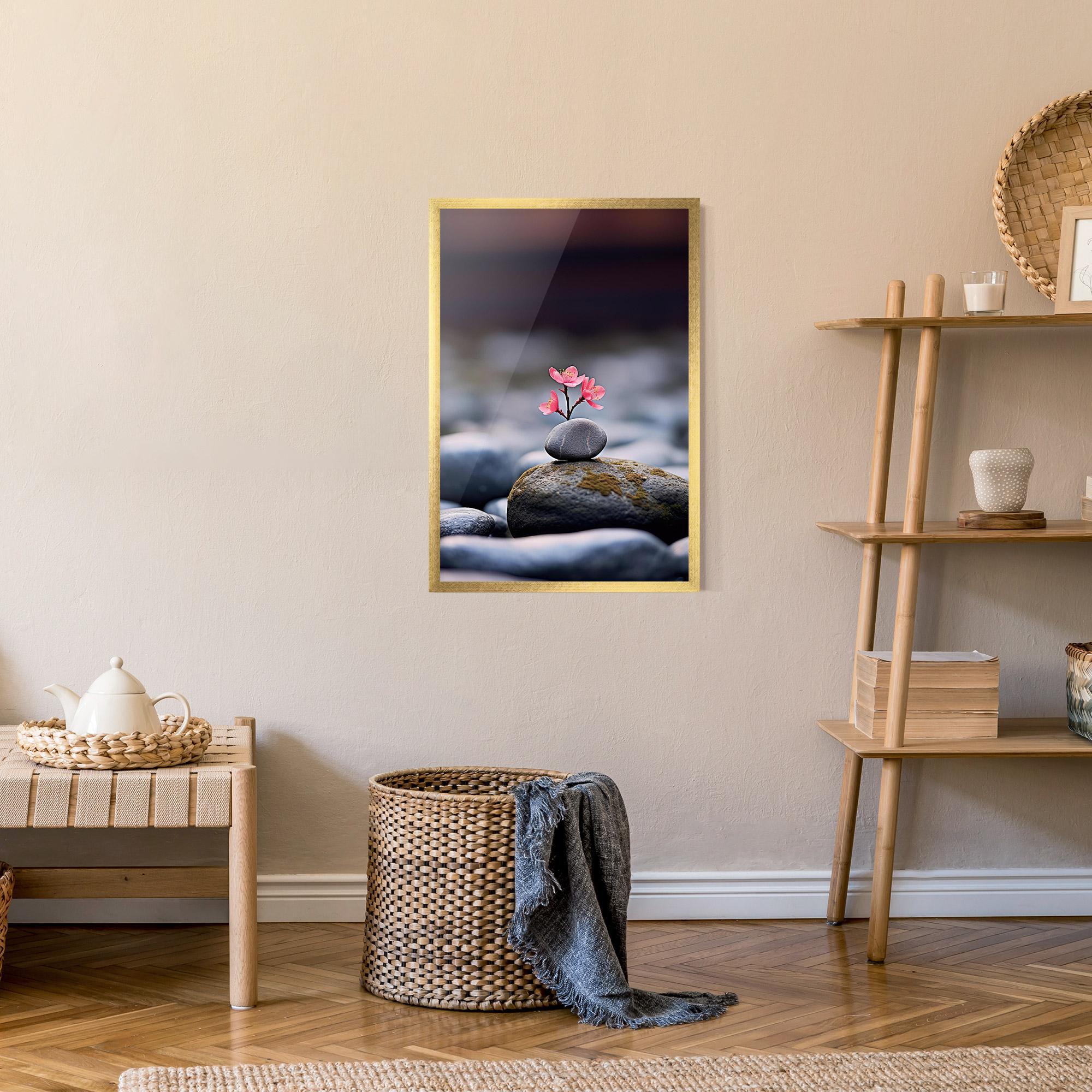 Keretezett Poszter Tiny Flower Rock mockup 9