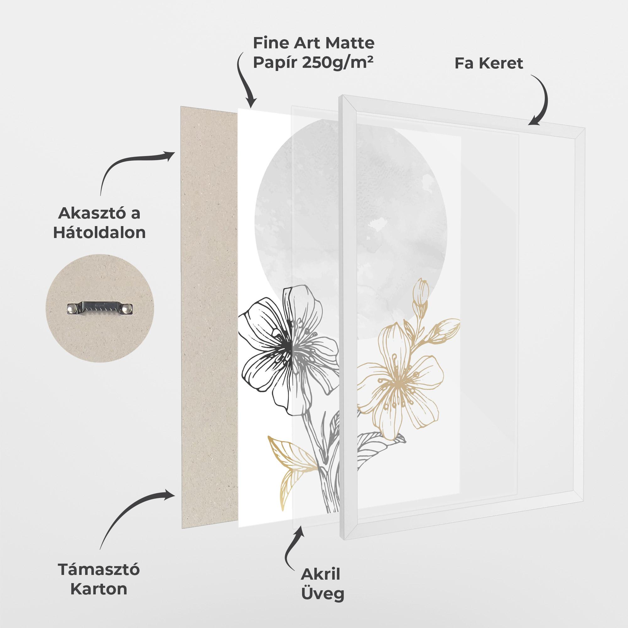 Keretezett Poszter Grey Moon Flowers mockup 1