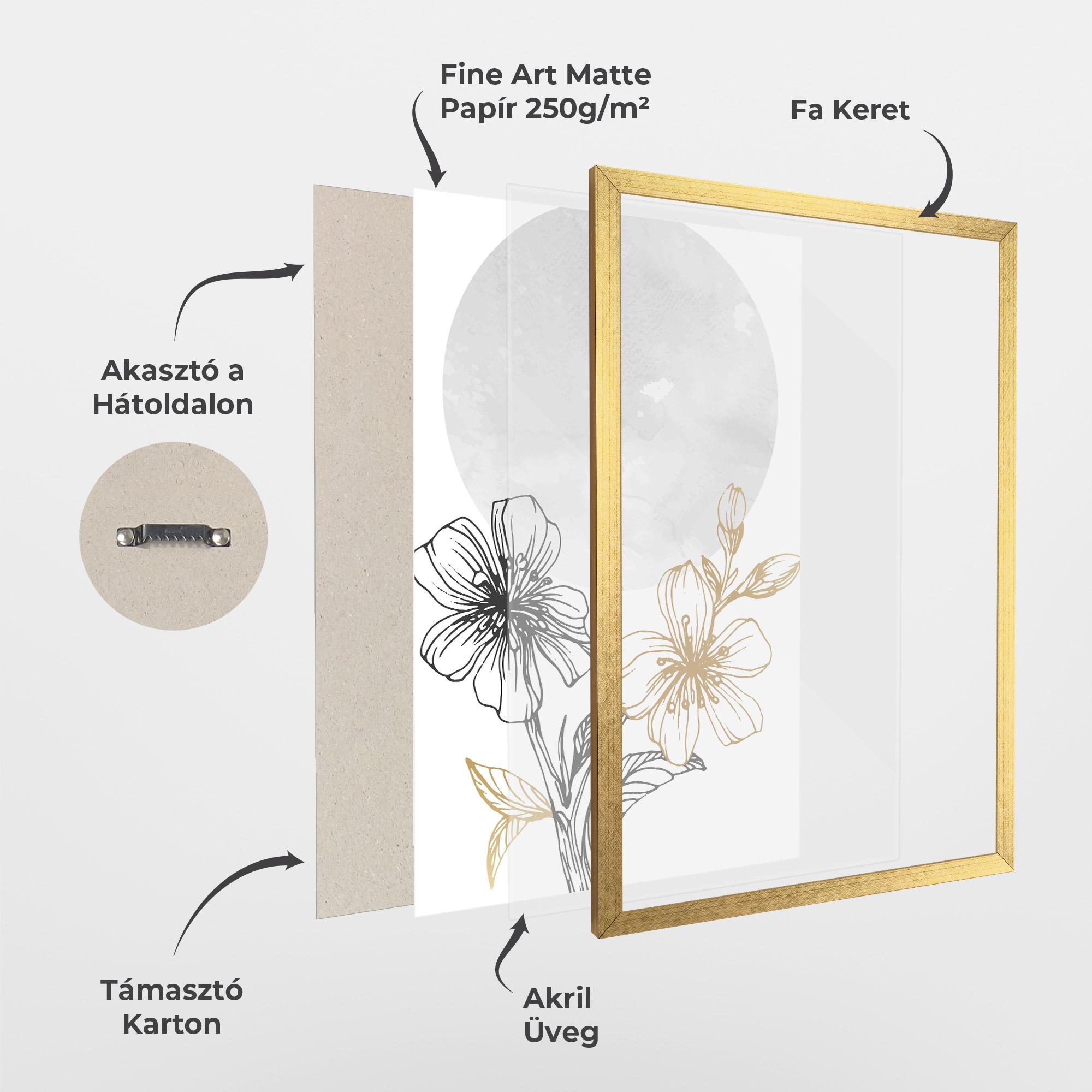 Keretezett Poszter Grey Moon Flowers mockup 1