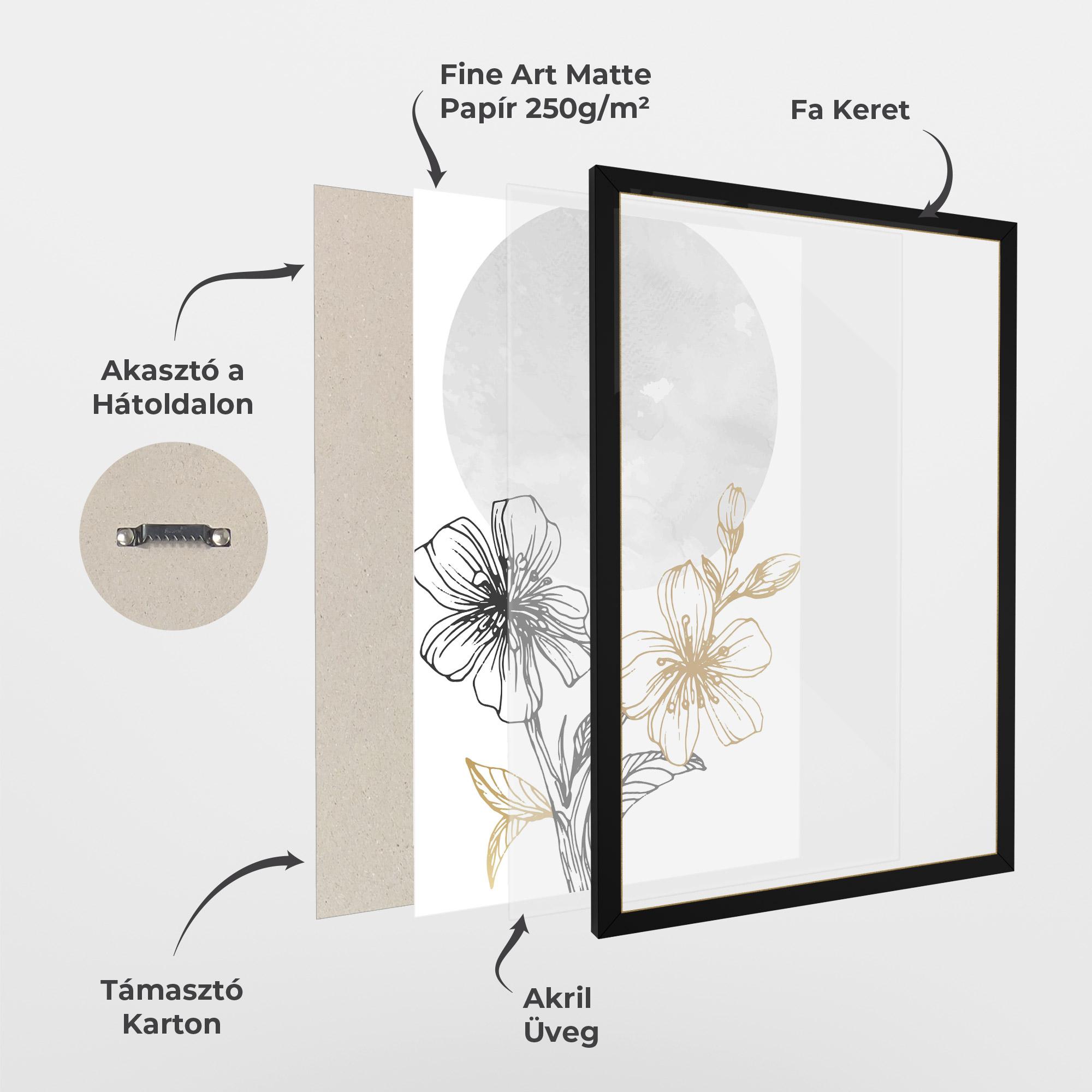 Keretezett Poszter Grey Moon Flowers mockup 1