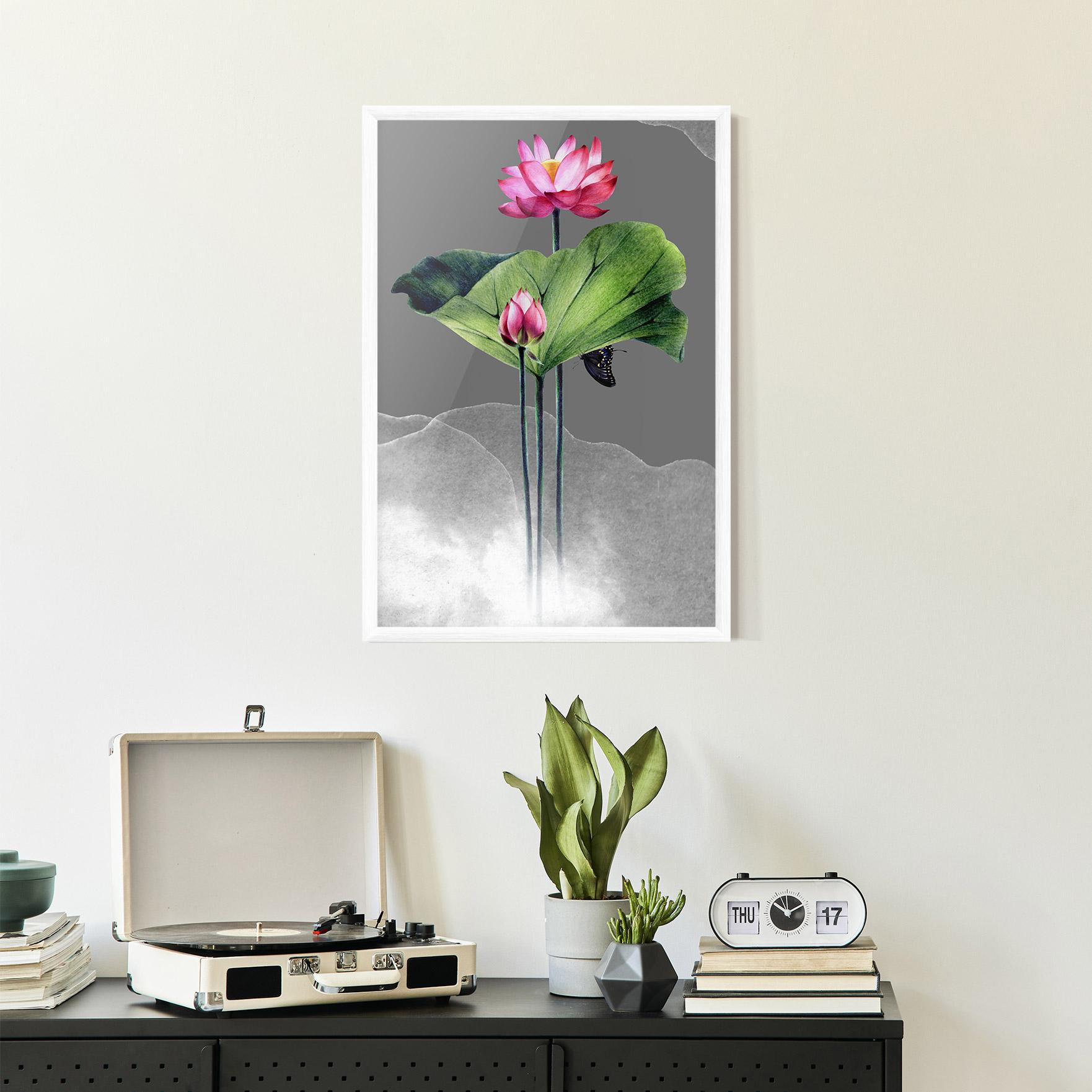 Keretezett Poszter Pink Lotus Art mockup 2