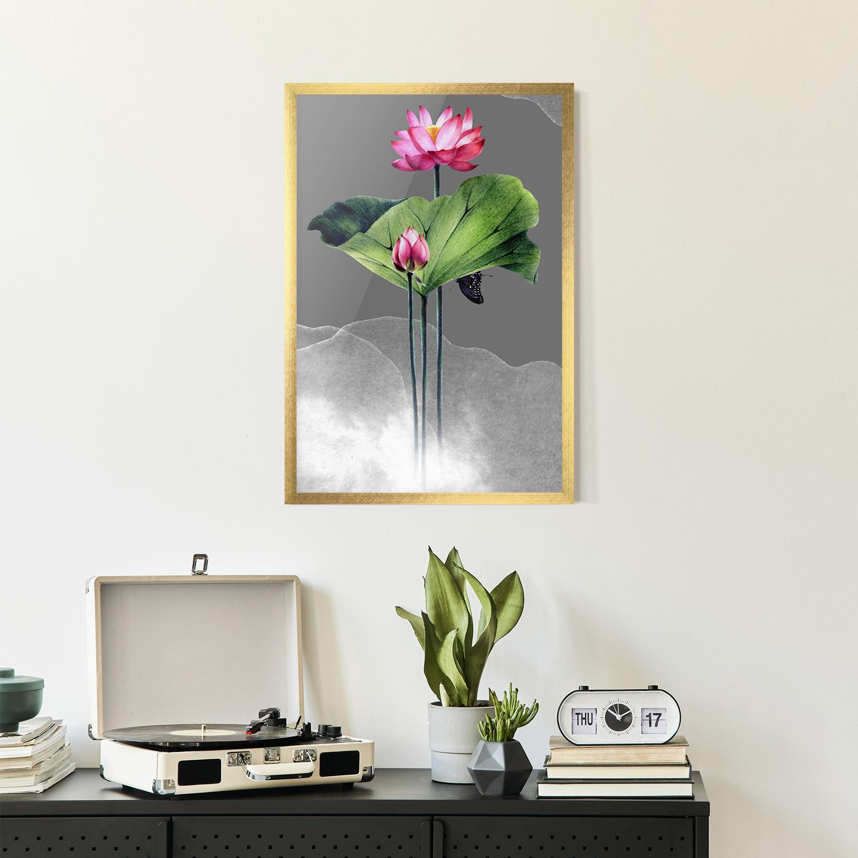 Keretezett Poszter Pink Lotus Art mockup 2