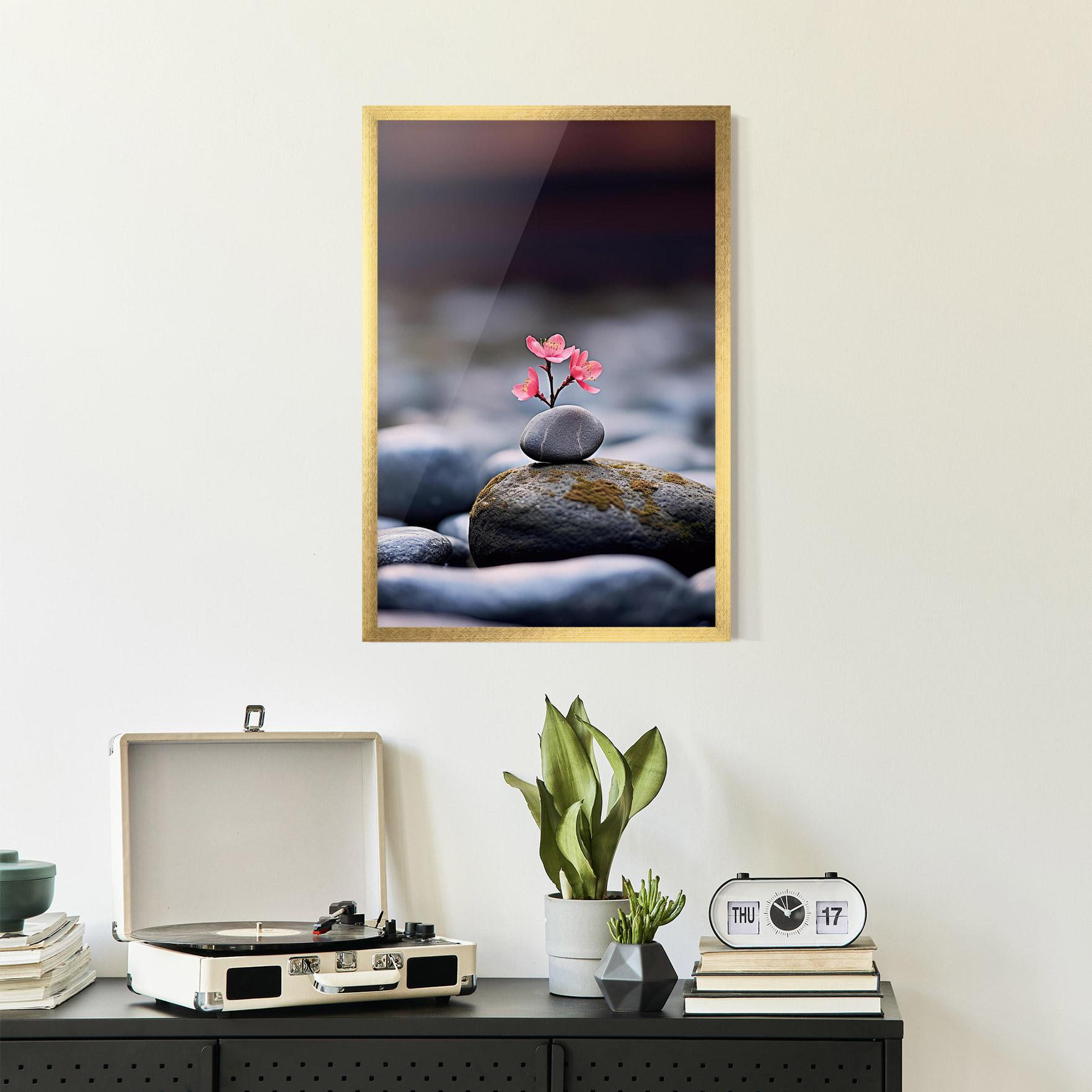 Keretezett Poszter Tiny Flower Rock mockup 2