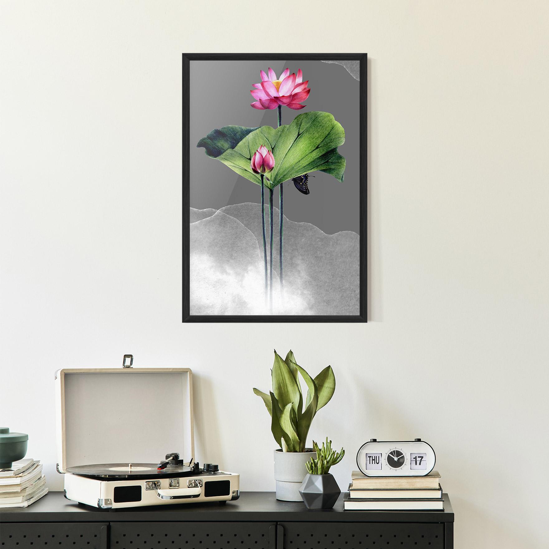 Keretezett Poszter Pink Lotus Art mockup 2