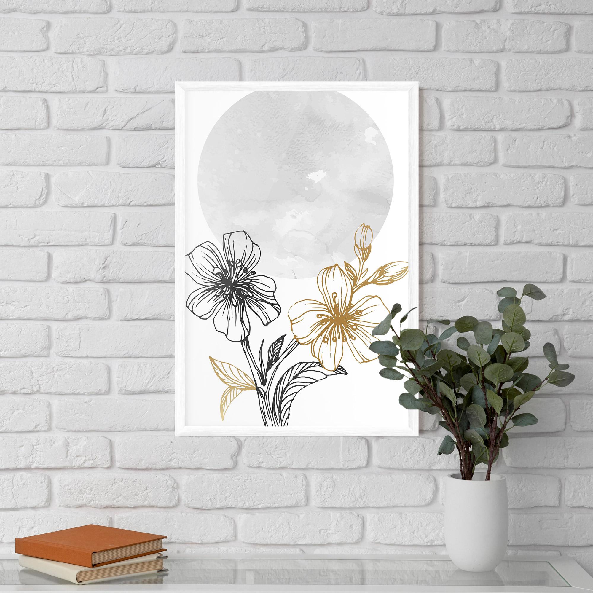 Keretezett Poszter Grey Moon Flowers mockup 5