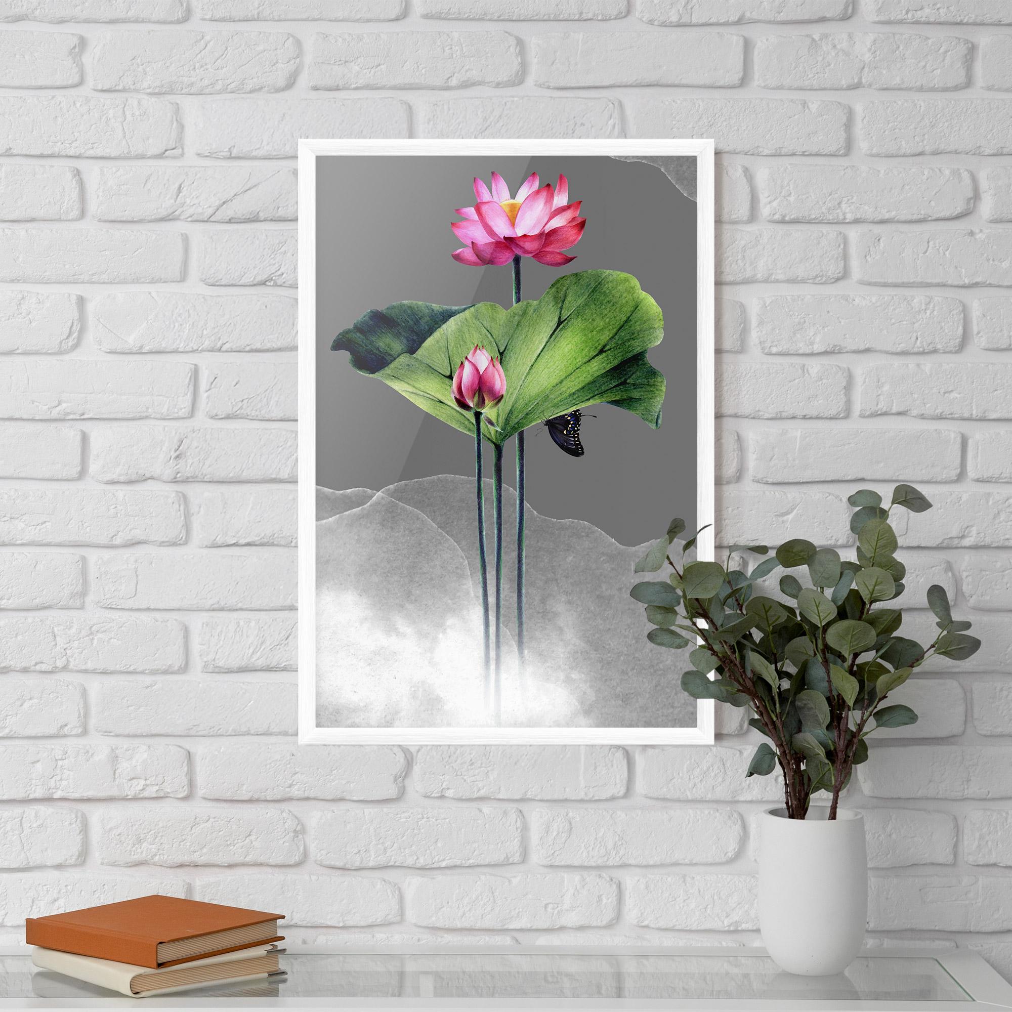 Keretezett Poszter Pink Lotus Art mockup 5