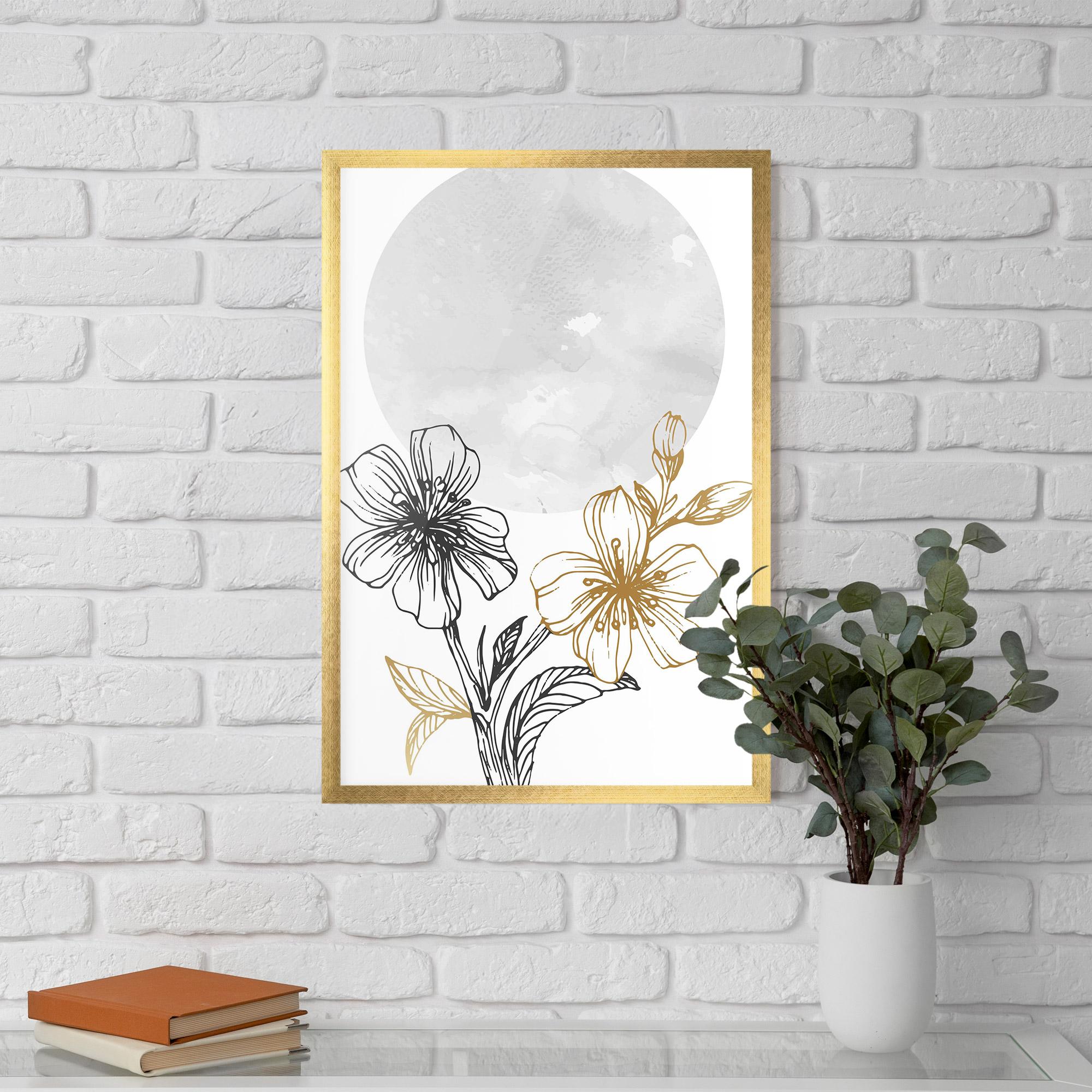 Keretezett Poszter Grey Moon Flowers mockup 5